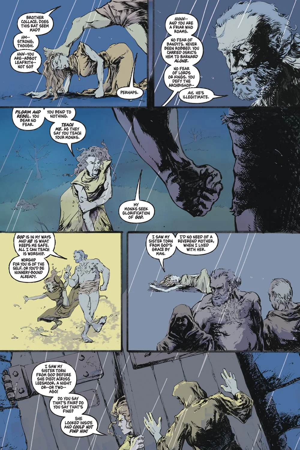 Fuck That Old Friar page four, script by Claire Napier,  art by Mike Morocco, letters by Taylor Esposito