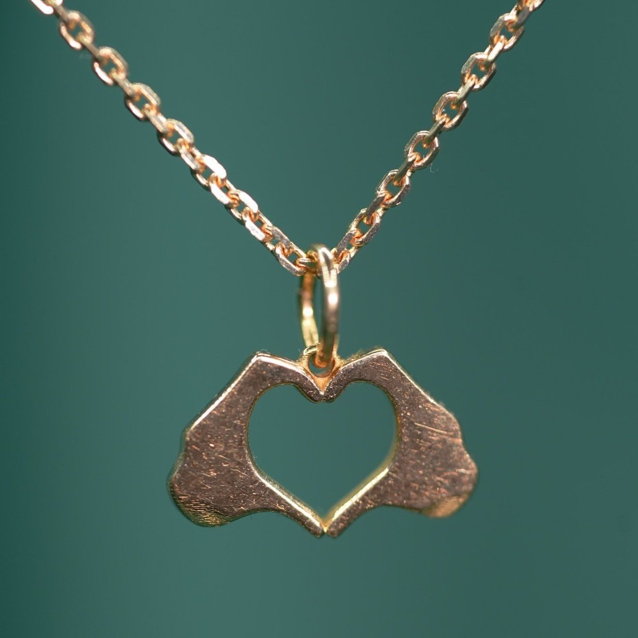 New 18K Gold Love Heart Hand Necklace Brand New... - Depop