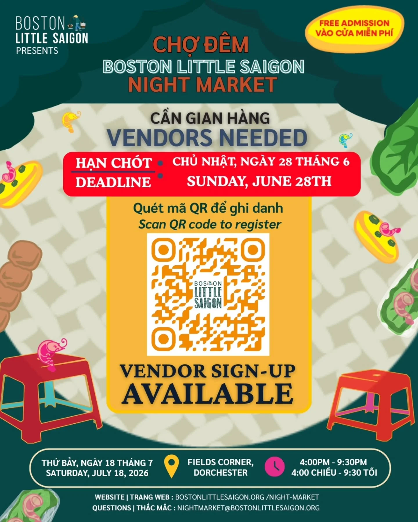 Chợ Đ&ecirc;m Boston Little Saigon Night Market is still looking for sponsors, performers, vendors and volunteers! Swipe through to see deadline dates and details to apply! 

K&ecirc;u mời c&aacute;c nh&agrave; t&agrave;i trợ, nghệ sĩ biểu diễn, c&aa