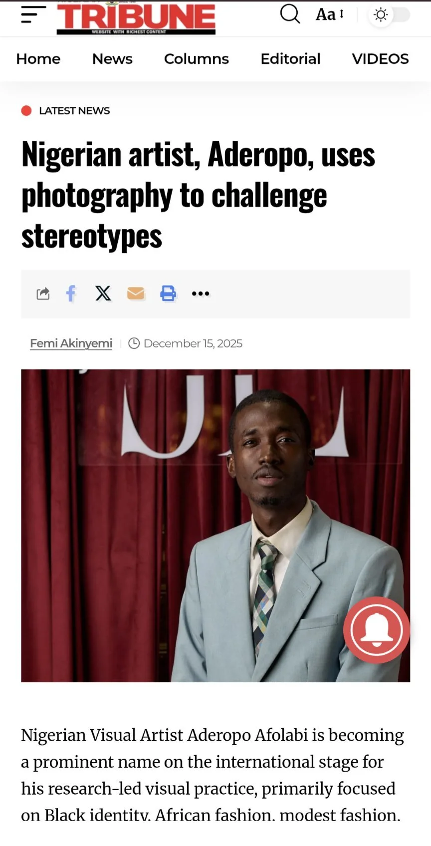 Nigerian artist, Aderopo, uses photography to challenge stereotypes