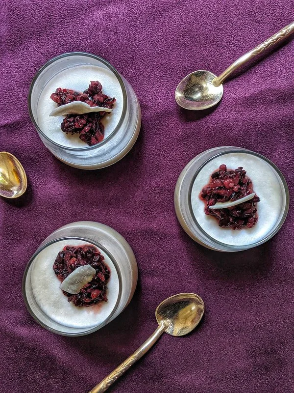 Coconut Black Rice Pudding with Coconut Agar Agar
