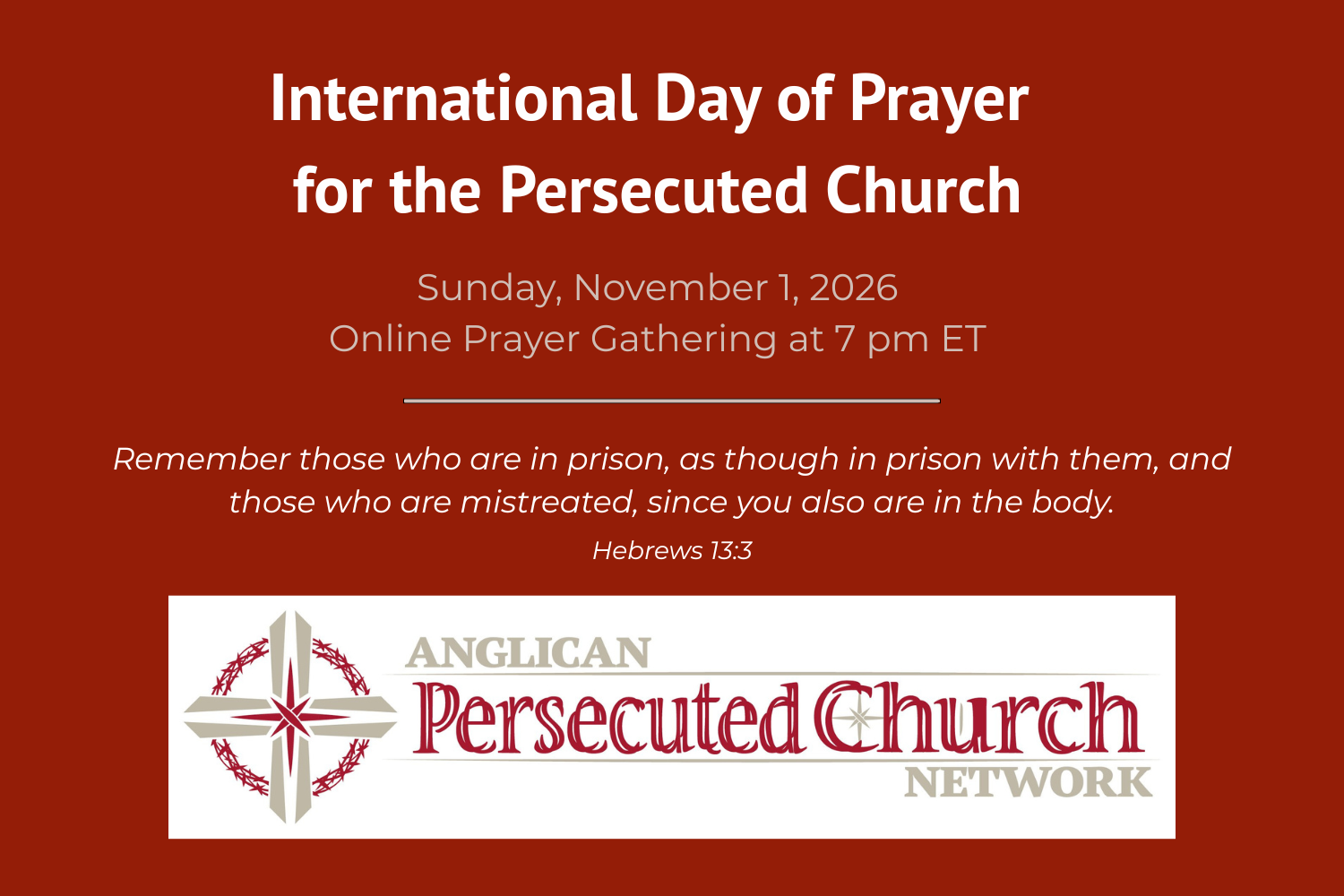 International Day of Prayer for the Persecuted Church