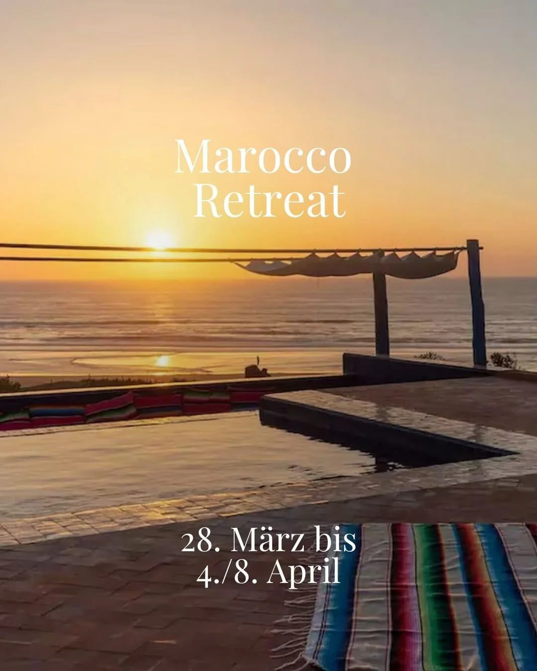 𝗠𝗔𝗥𝗢𝗖𝗖𝗢 𝗥𝗘𝗧𝗥𝗘𝗔𝗧 - 𝗬𝗢𝗚𝗔 &amp; 𝗪𝗨̈𝗦𝗧𝗘

Das gesamte Programm teilt sich in zwei Teile und findest du vollst&auml;ndig unter loveyourself.at

Dieses Retreat wird es auch 2026 zur Osterzeit wieder geben, nachdem ich mich in den Ort 