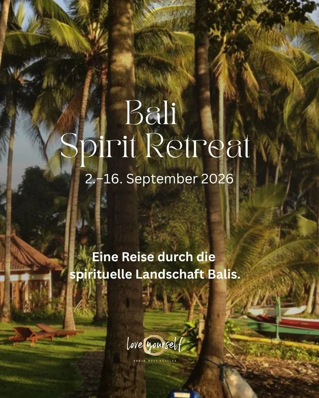 𝗕𝗮𝗹𝗶 𝗦𝗽𝗶𝗿𝗶𝘁 𝗥𝗲𝘁𝗿𝗲𝗮𝘁 𝟮𝟬𝟮𝟲 

Yoga, Tanz, Trance, Rituale und gelebte balinesische Spiritualit&auml;t verbinden sich zu einer tiefen Erfahrungs- und Sinnesreise. Eine Einladung, dich selbst auf neue Weise zu sp&uuml;ren.

✨ 1. Stati