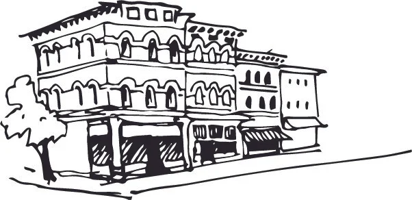 Illustration detail of South Side shops 
