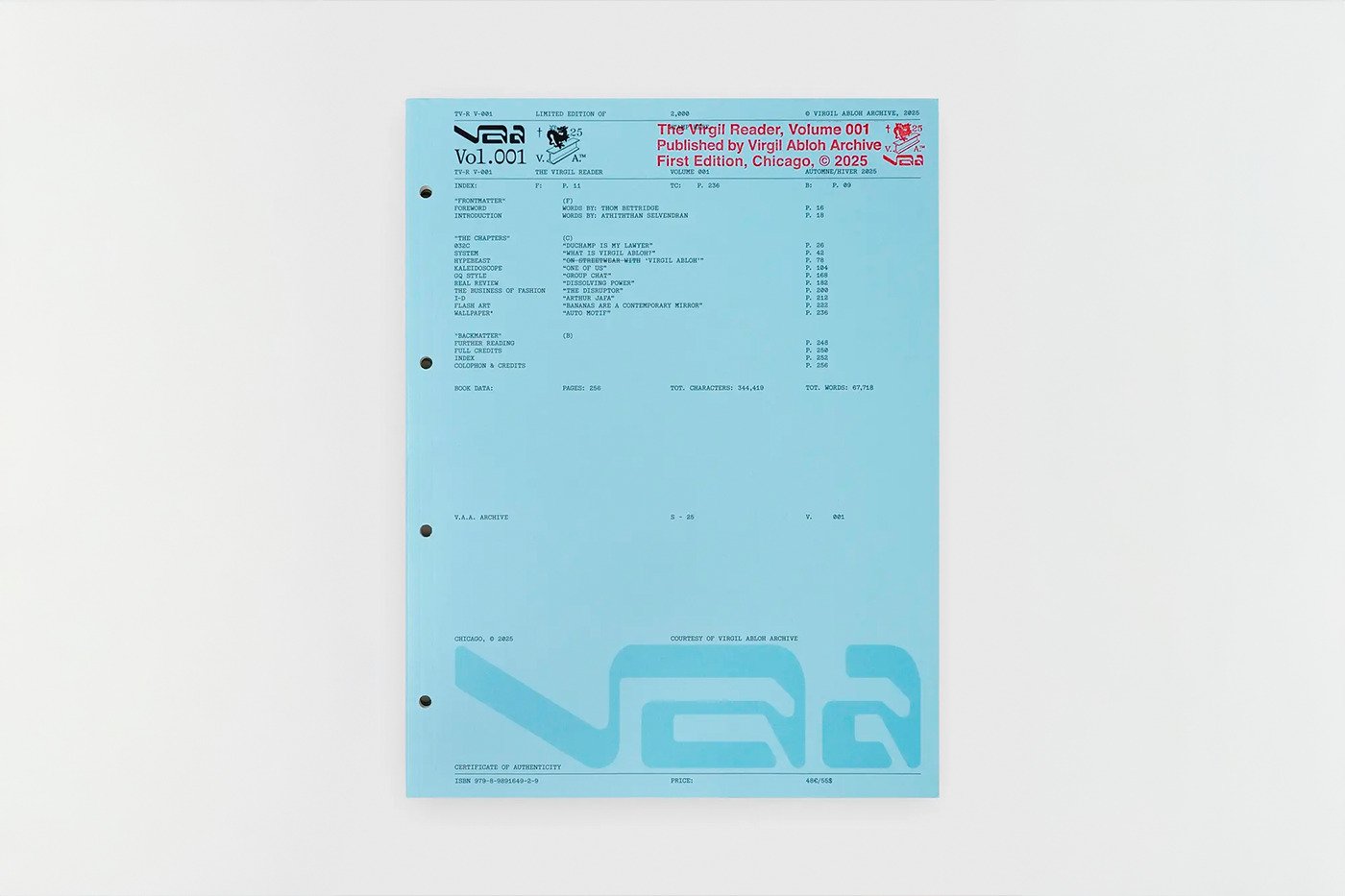 El archivo de Virgil Abloh se abre al público con "The Virgil Reader Vol. 001"
