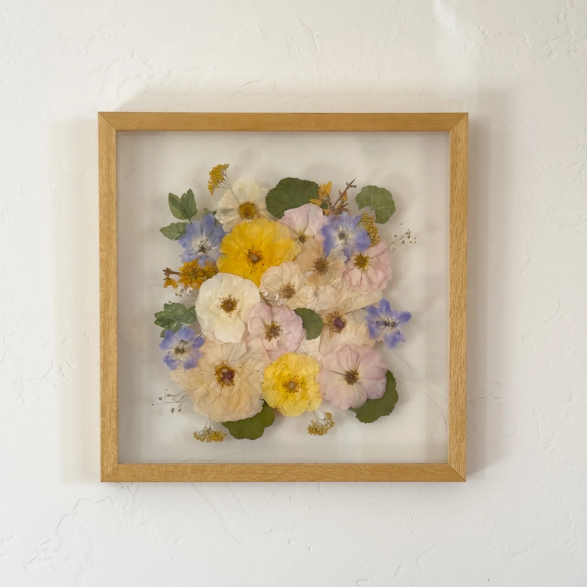 Pressed Bouquet Framed In Square Wood Frame