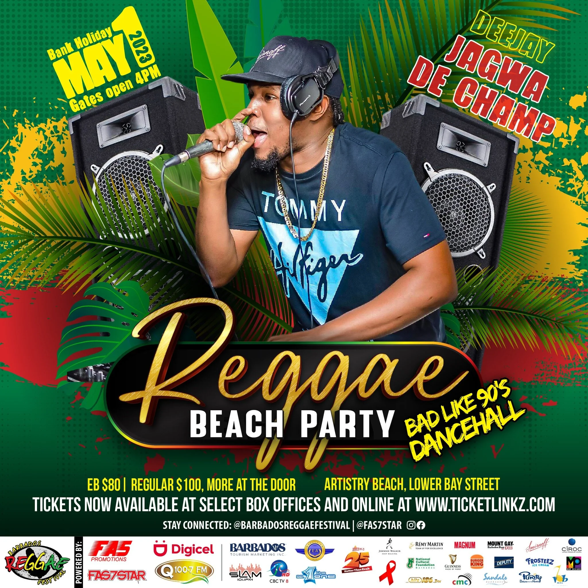 @jagwadechamp is slated to be touching the stage at Reggae on the Beach: Bad like 90's Dancehall Edition on May 1st 2023 at Artistry Beach, Lower Bay Street. 

Tickets will be available at the gate so get dressed and come out tomorrow to party like t