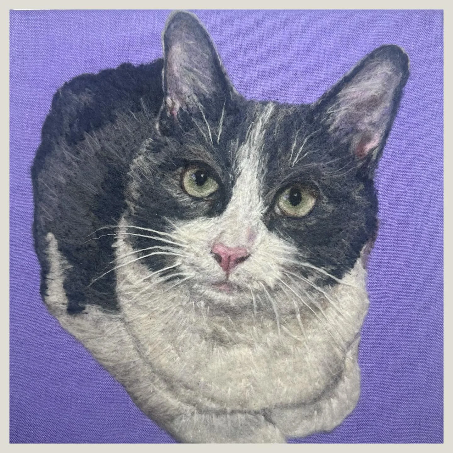 Mochi (formerly known as Honor) from @kitkatplayroom 
8&rdquo; needle felted in linen from @zelenava.store 

#needlefelting #felting #commission #animalportrait #custompetportrait #nycfiberartists #fiberartistsofnyc #feltedskystudio #jhfiberart #petp