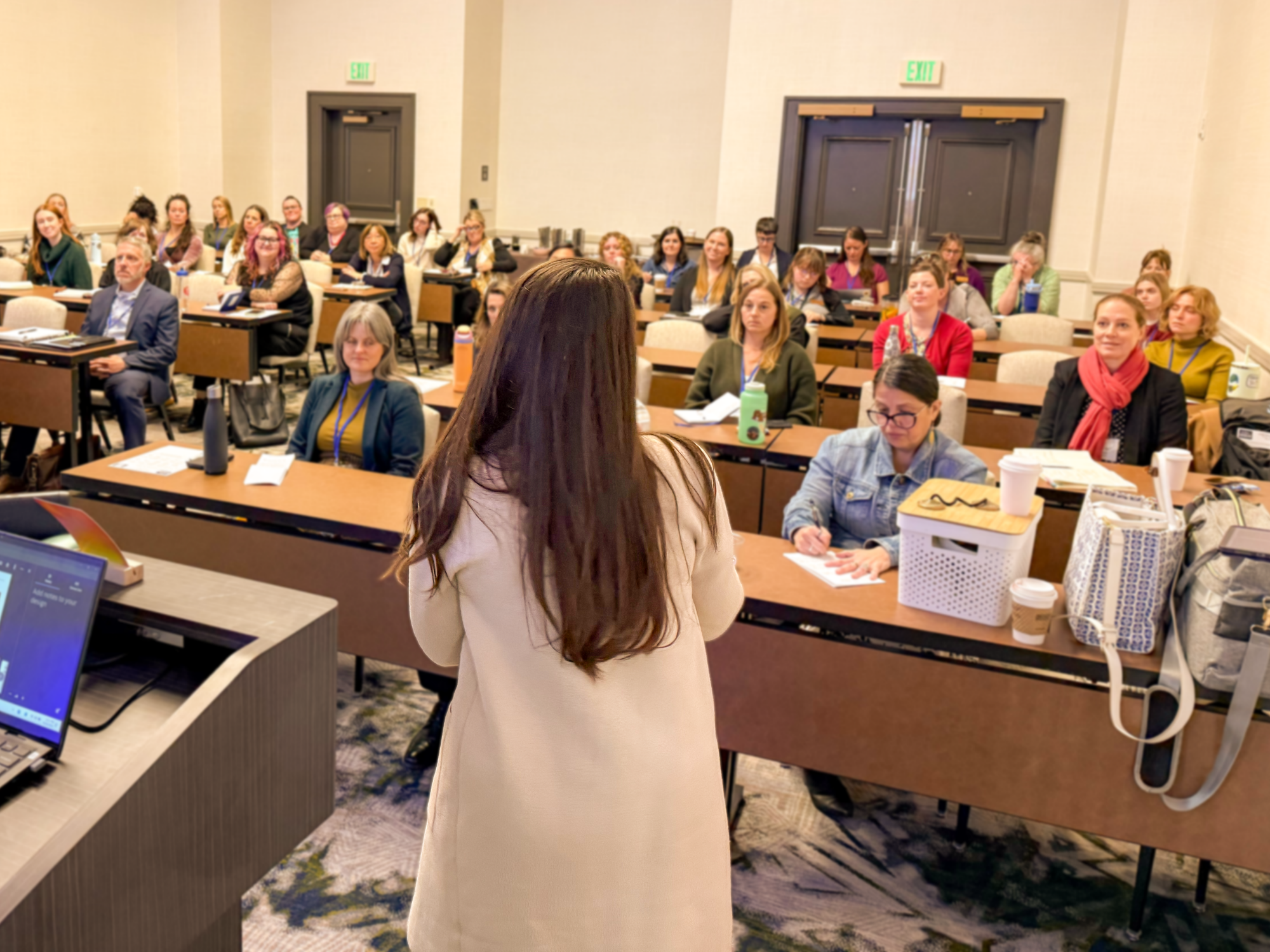 Morgan Carpenter leading an in-person nonprofit training session.