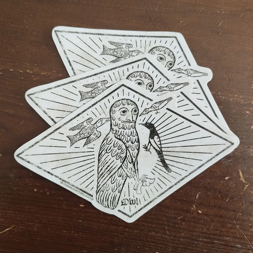 Poorly-Drawn Medieval Owl 5" Vinyl Sticker
