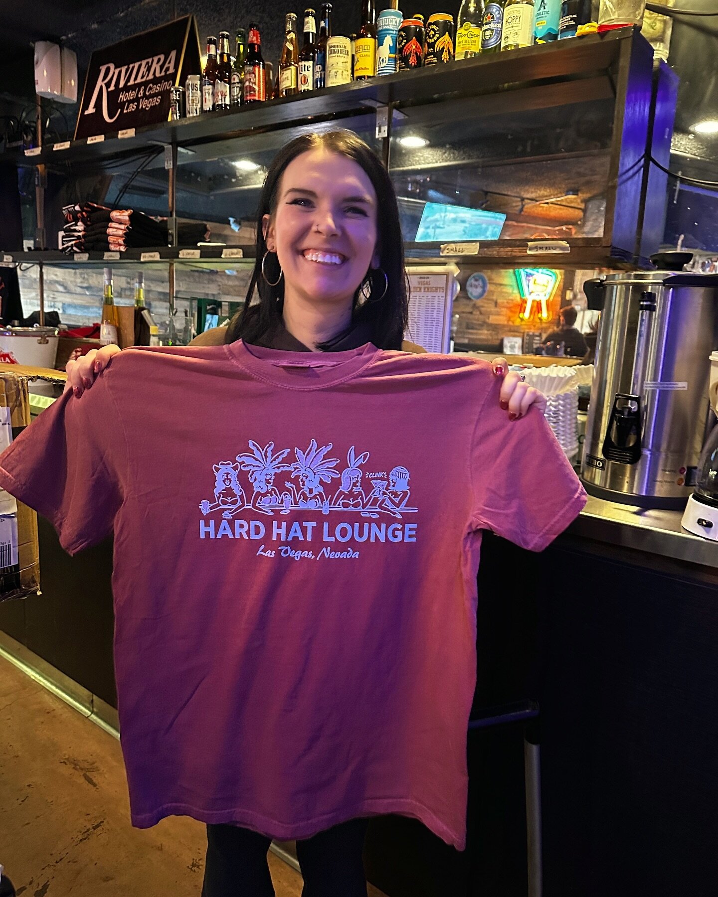 🚨The new colorway of the Showgirl shirt is in stock in all sizes! 

🚨Come down to pick one up for yourself, we&rsquo;re currently working on setting up the online shop to allow for purchase/shipment outside of the bar!

#hardhatlounge #dtlv #lasveg