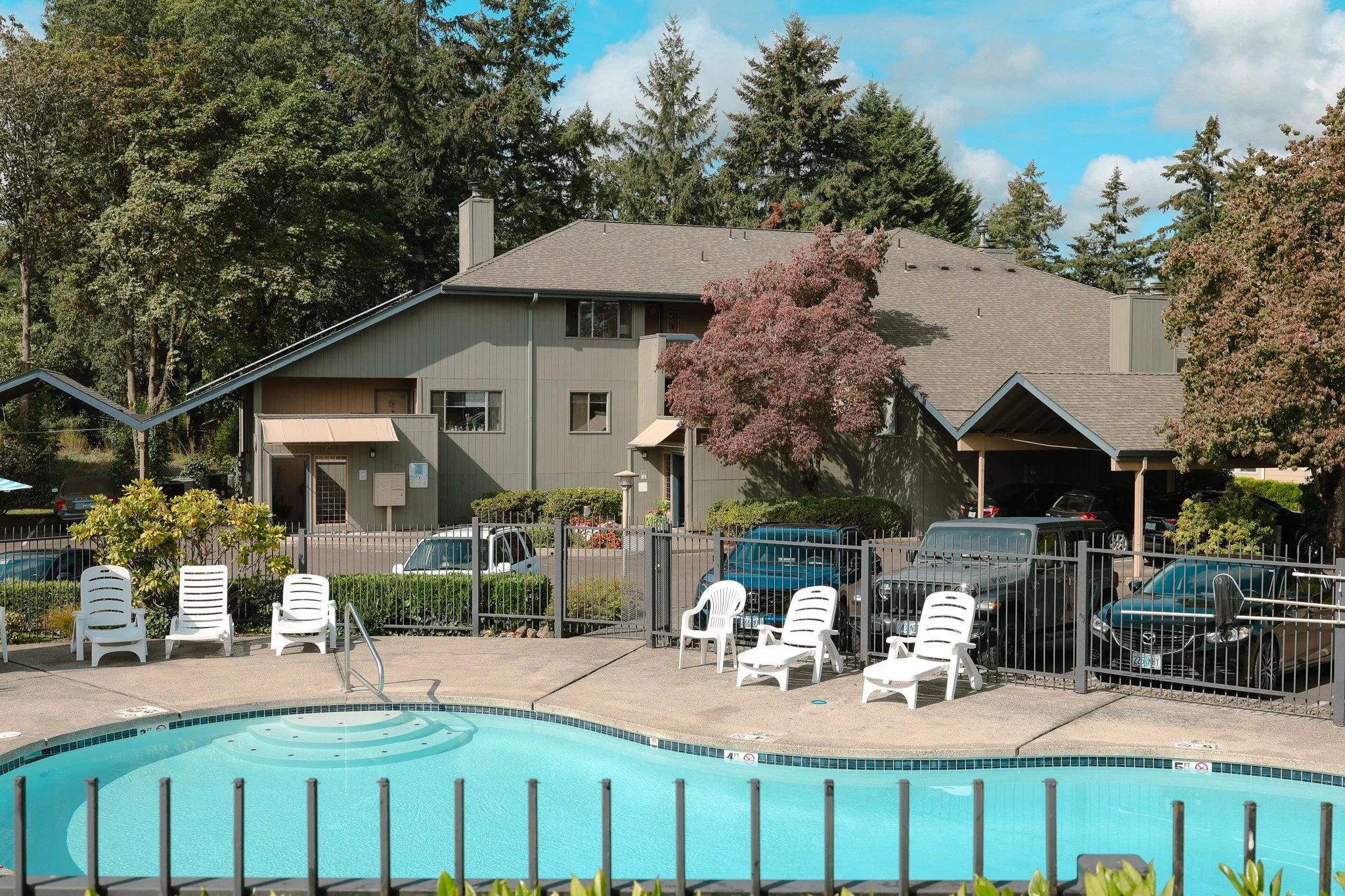 Pool and building