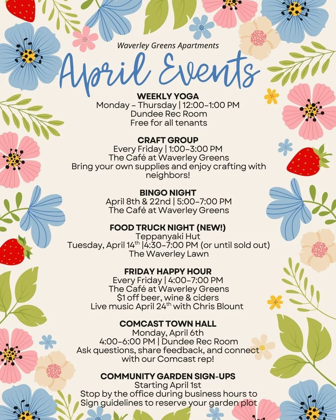 April Events at Waverley Greens Apartments | Milwaukie Community Events ...