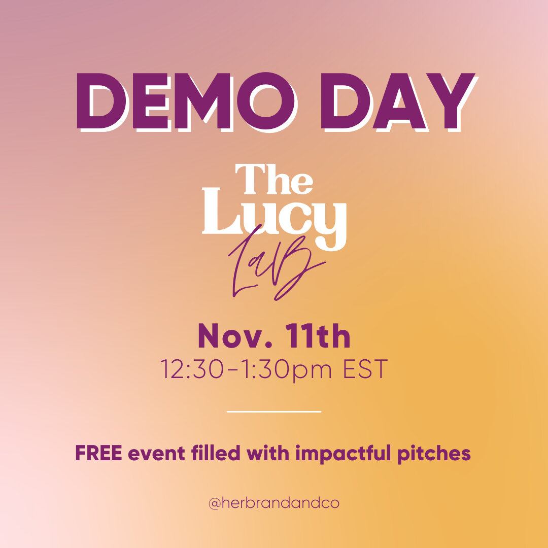 Ready, get set, PITCH! 🎤✨​​​​​​​​
​​​​​​​​
Our bi-annual pitch event showcasing the graduating founders of our Lucy Lab Marketing Accelerator is coming up this Friday, November 11th from 12:30- 1:30pm EST! 😃🙌 ​​​​​​​​
​​​​​​​​
Join us for this FRE
