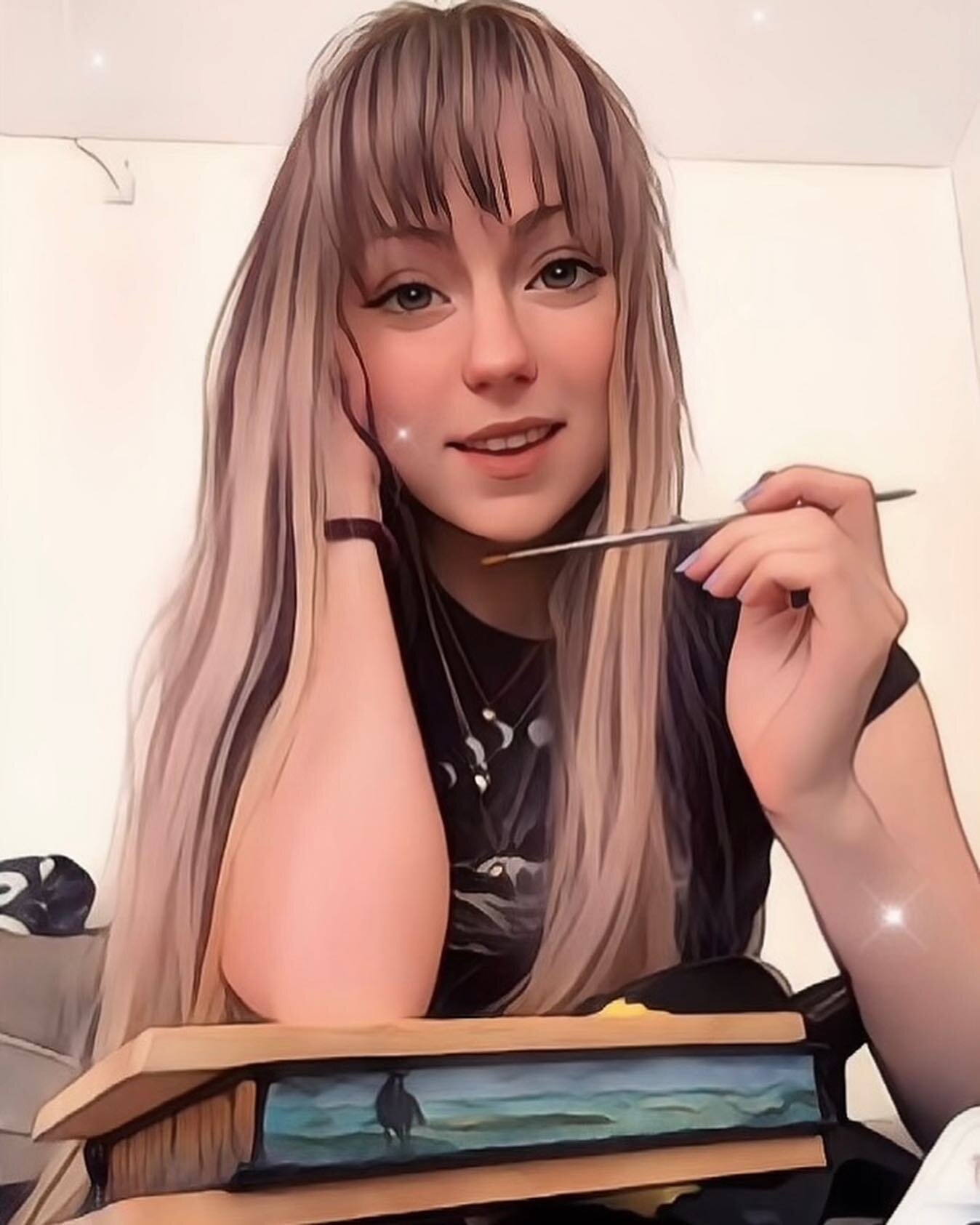 Painting book edges 🎨 this TT cartoon filter has no business being this cute though&hellip; peep my painting list: 
Current: a charity shop copy of Black Beauty by Anna Sewell that needed some tlc
Tb..painted:
Behind Darkness &amp; Deceit by @aimeea