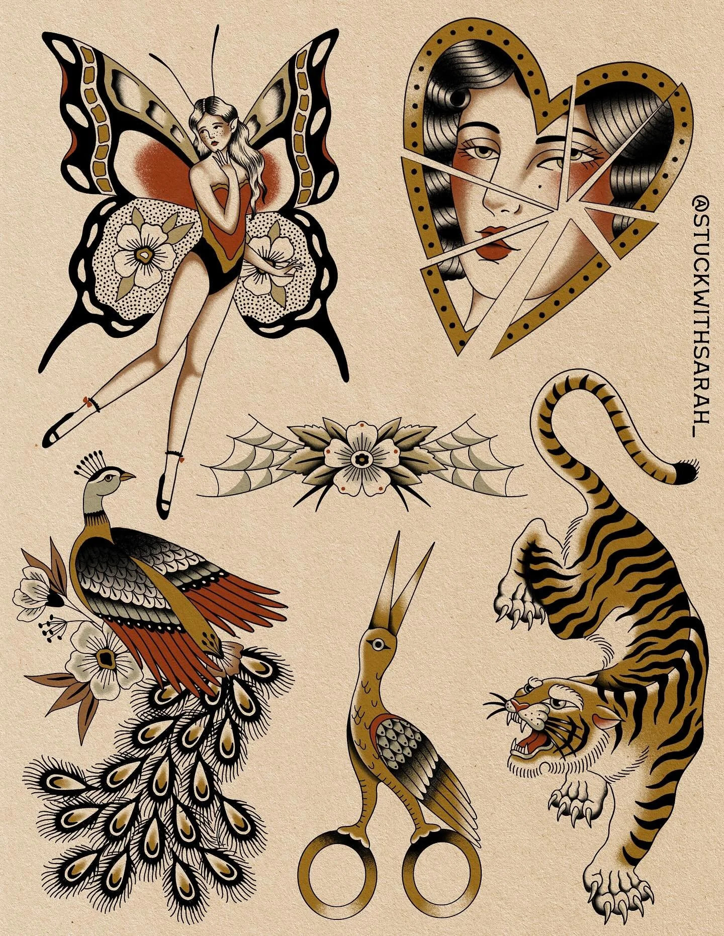 New flash available in color or b&g🖤🦚🐅🦋
•
•
•
#dallastattooartist #femaletattooartist #illustrativetattoo #stuckwithsarah_
#batandcavetattoo #dallastattoos #dallastattooshop #texastattooartist #dfwtattoos  #blackandgreytattoo #