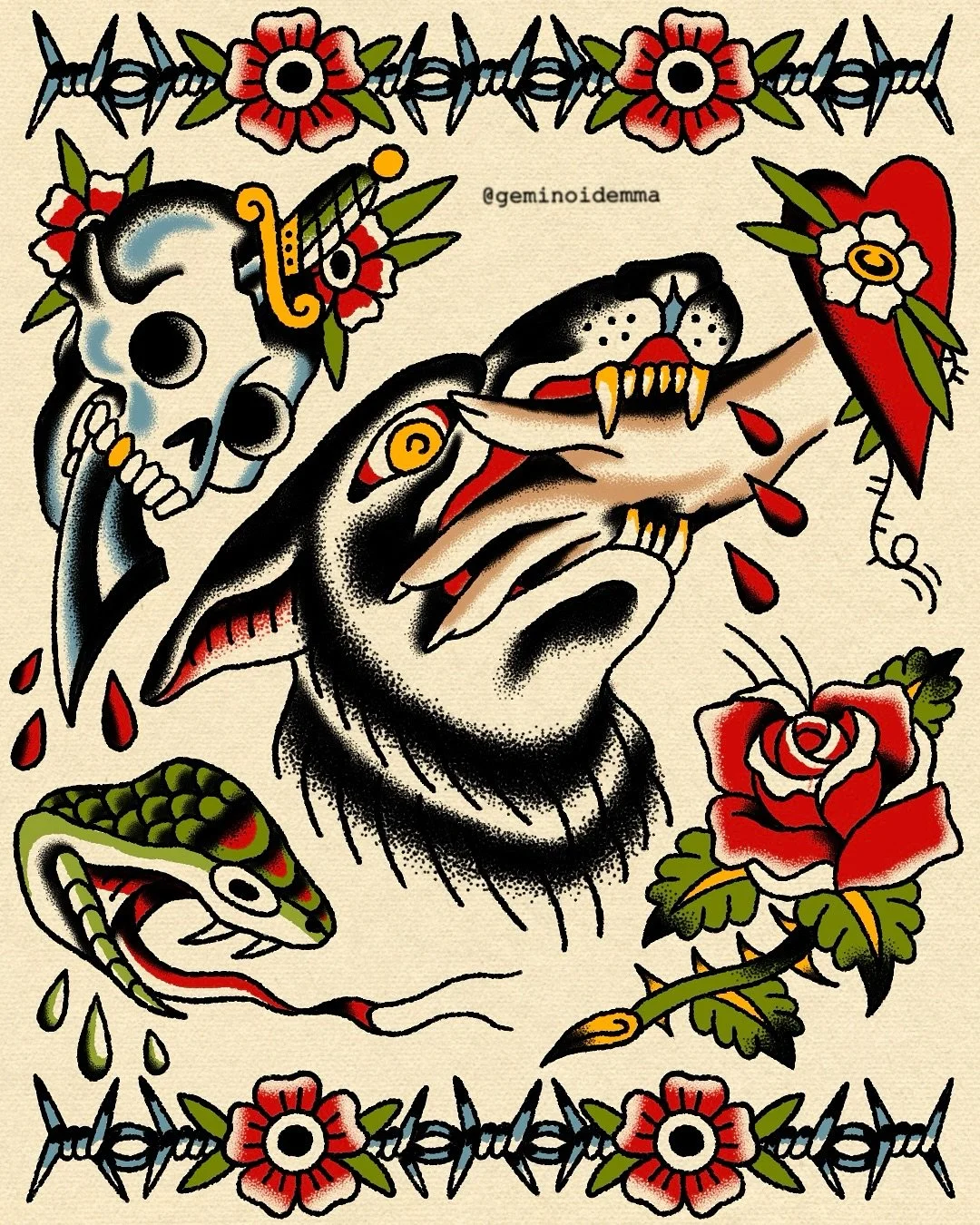 Bite the hand that feeds
Rough prices on second slide, dm to book! 
#dfwtattoos #dfwtattooartist #dallastattooartist #dallastattooartist #dallastattoo #femaletattooer #tattooer #tattooapprenticeship #tattooapprenticelife #tattooapprentice #american