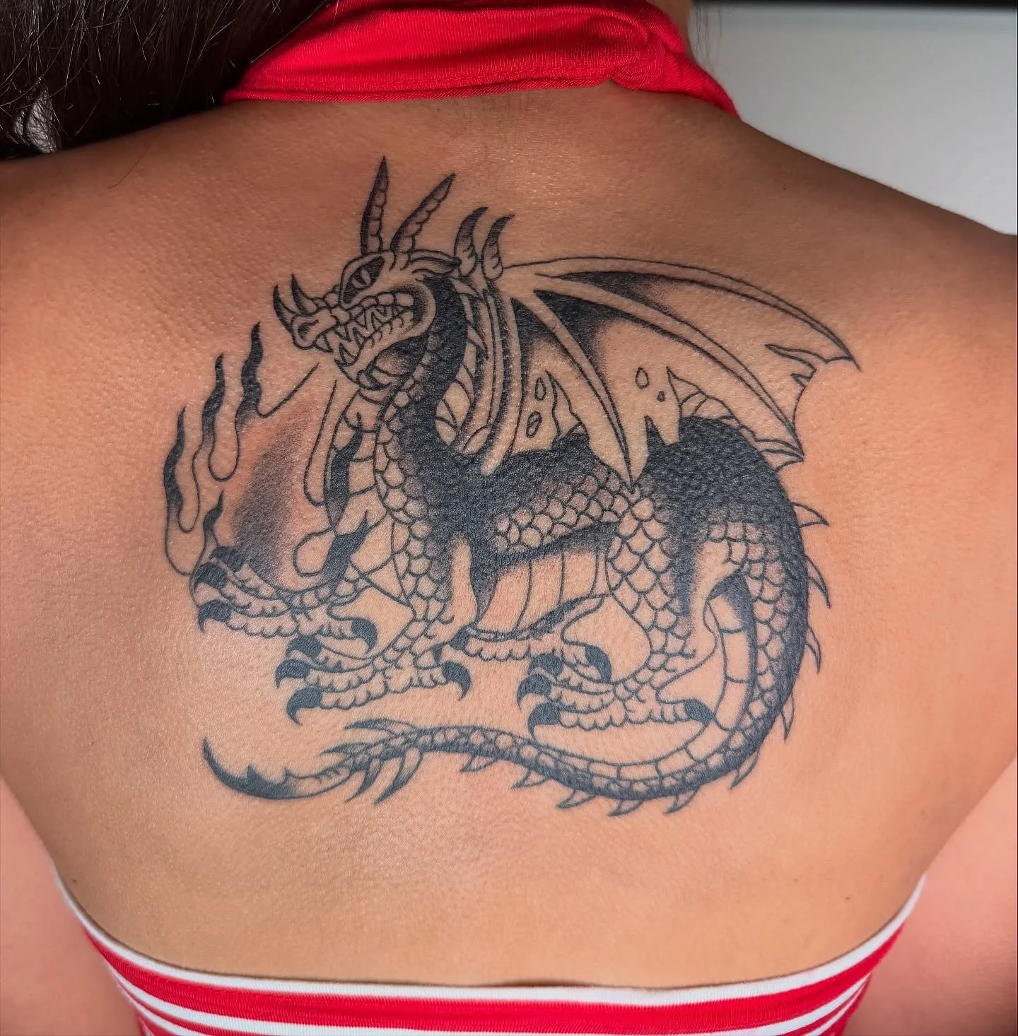 Wow what an honor to do this for @kairichevy . Not only an incredibly fun subject matter but also getting to do this large and dark and right on the upper back was so much fun and such a valuable learning experience. Thanks for the trust Kairi! Would