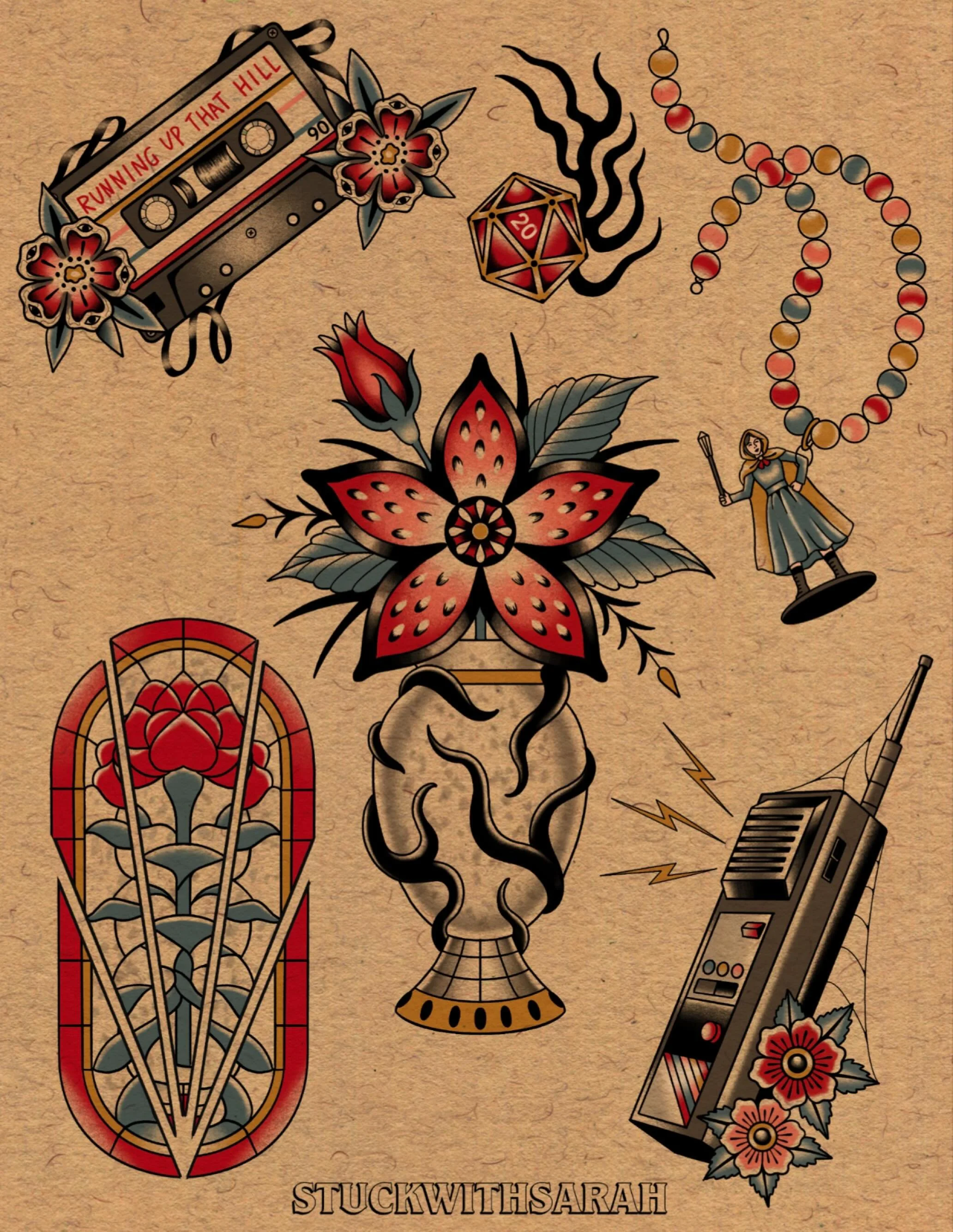 Stranger things flash available in color or b&amp;g!&hearts;️💙&hearts;️

#strangethings #strangerthingsfinale #vecna #dallastattooartist #femaletattooartist