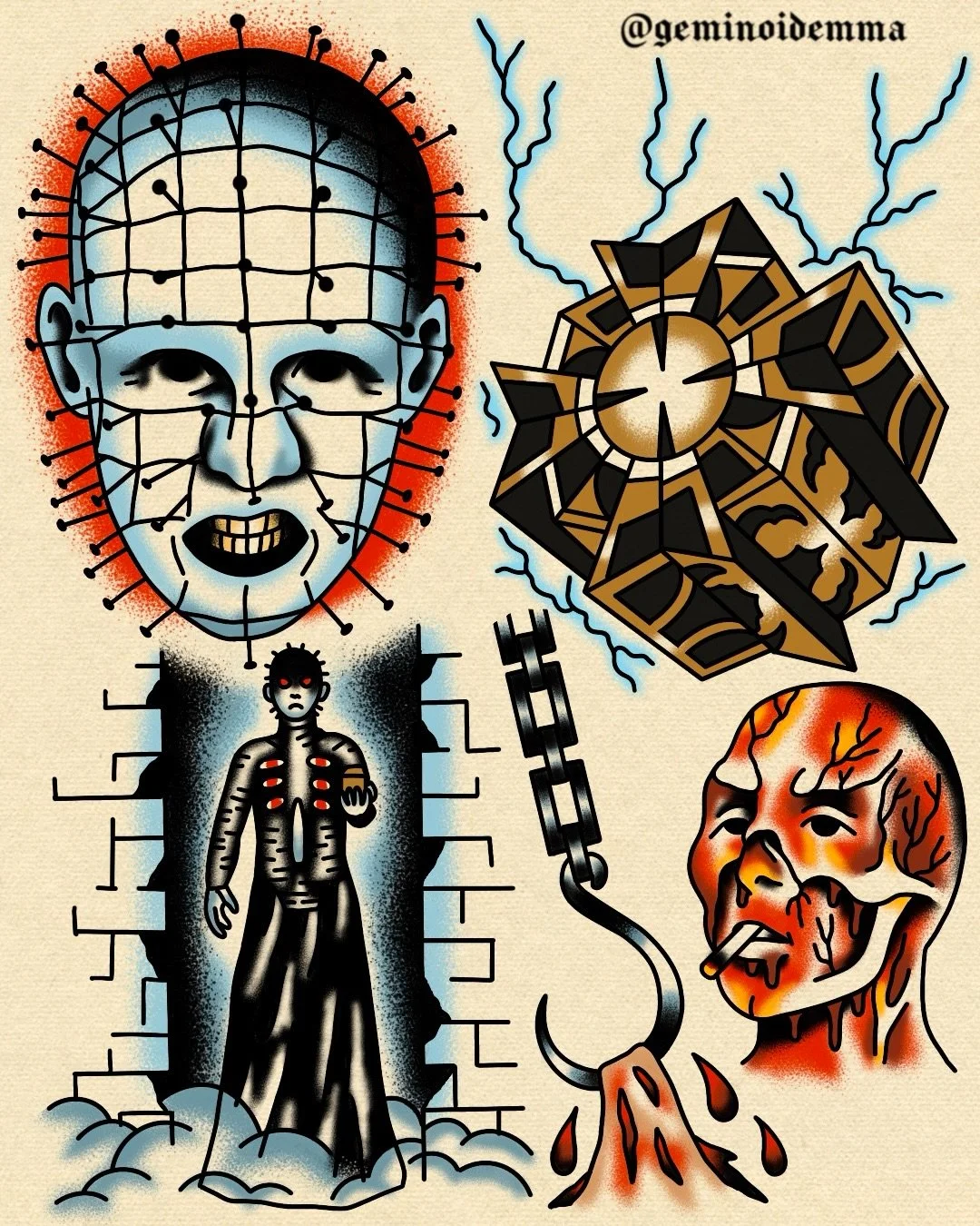 Watched the first two hellraisers during this winter storm  so you know I&rsquo;ve been ruminating on the boundaries of pain vs pleasure the sanctity of pain good dick being a reason for necromancy and murder etc etc 

#dfwtattoos #dfwtattooartist #d