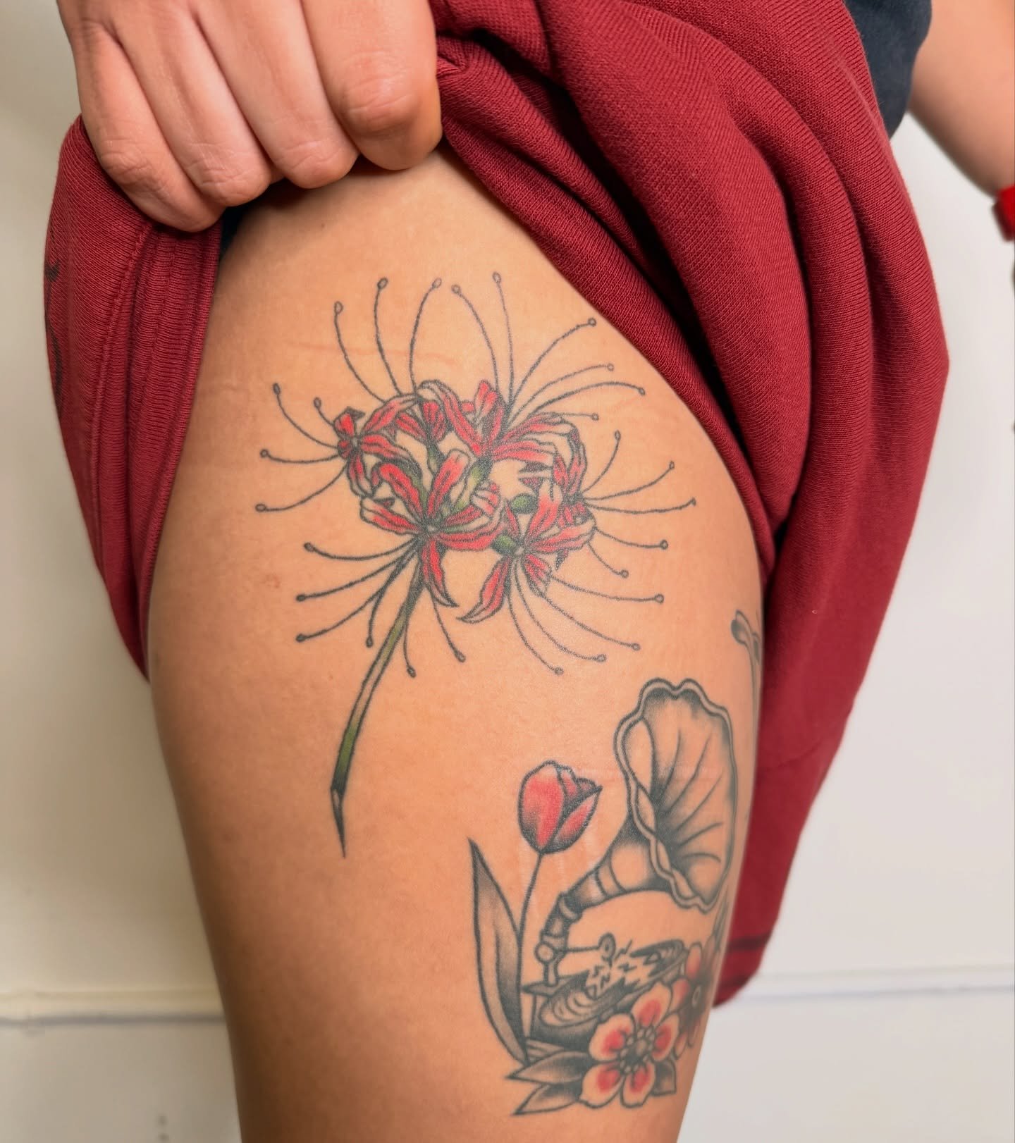 Healed spider lily :-)🪷

#dfwtattoos #dfwtattooartist #dallastattooartist #dallastattoo #femaletattooer