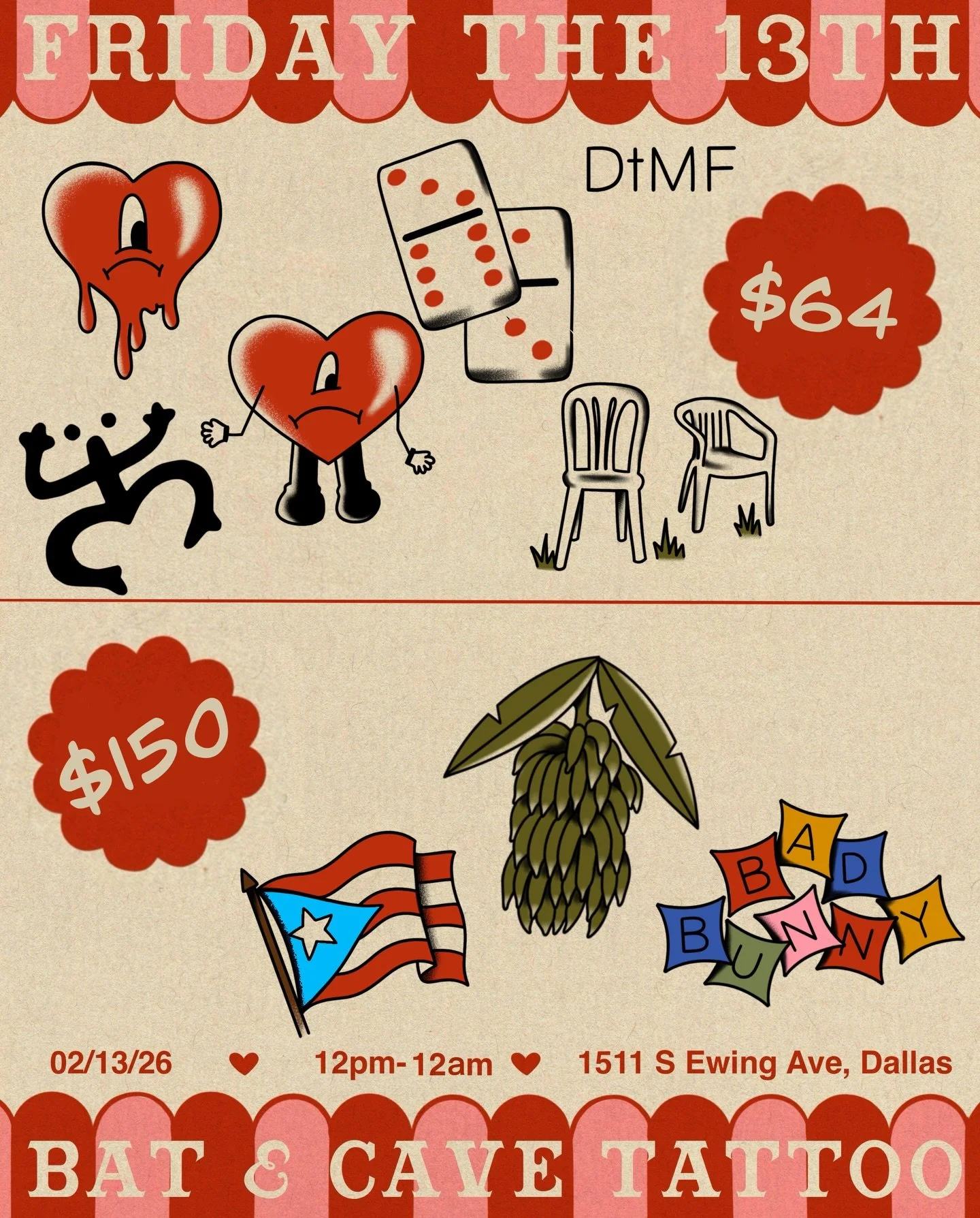 I wanted to personally add some last minute bonus flash for our FRIDAY THE 13th 12pm-12am. 🏝️🇵🇷❤️
 I remember the first time my father took me to see Puerto Rico and showed me where my family came from, and last week during @badbnuny halftime set 