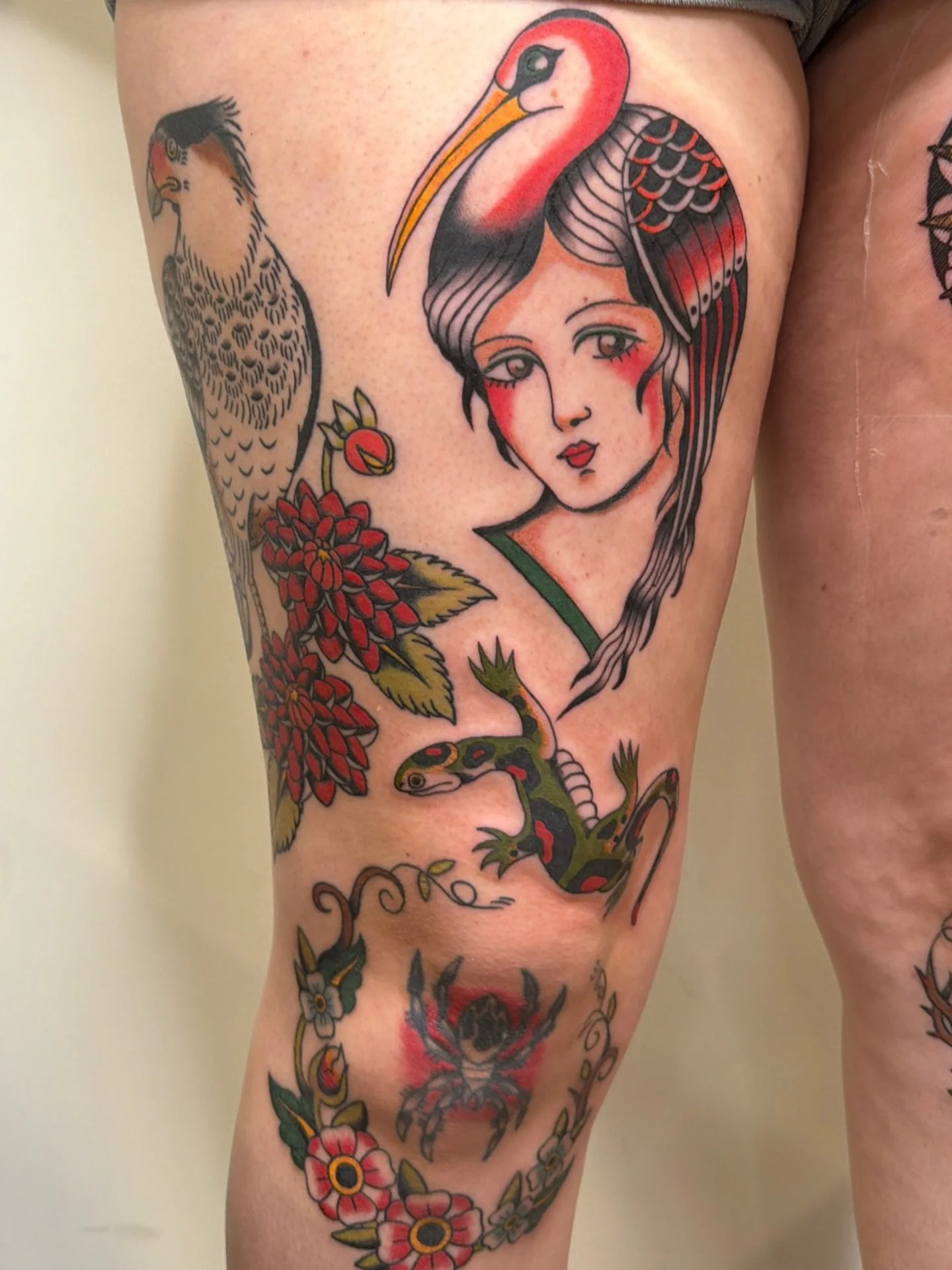 More work for Christiana&rsquo;s leg sleeves! So grateful to get to do this project and for the trust required🦋🌹✨❣️

#chicagotattoos #chicagotattooartist #chicagotattoo #chicagoamericantraditional #chicagoartist