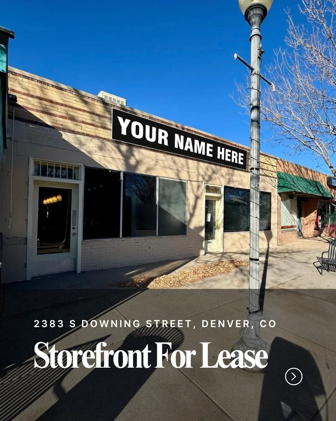 Now Leasing 🔑 2383 S Downing Street Storefront

~2,000 SF of street-level retail one block north of Denver Beer Co in the DU / Platt Park corridor, a stretch known for steady neighborhood traffic and strong daytime activity.

The space offers direct