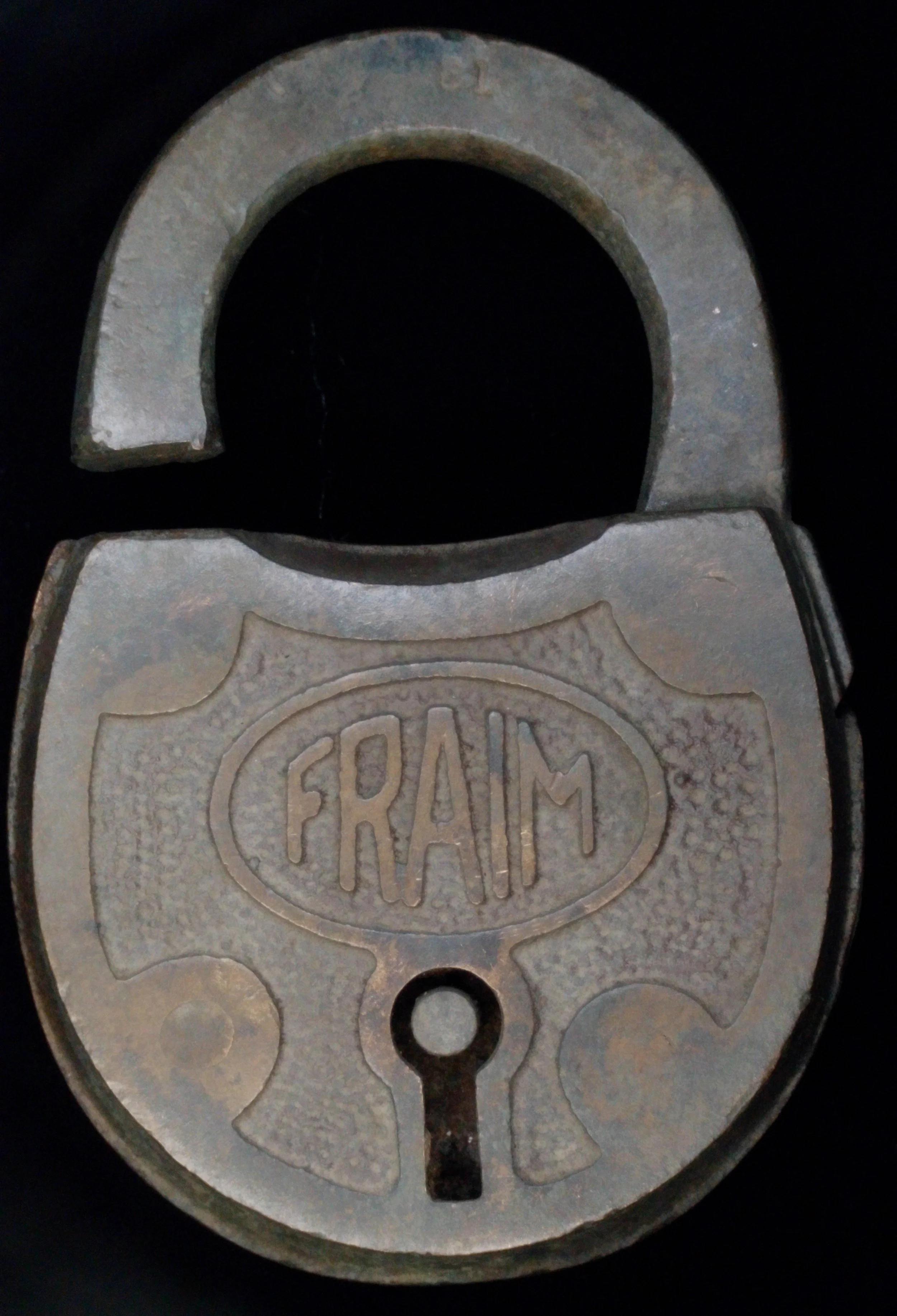 FRAIM Antique Padlock - Circa 1908 - Without Key with chain