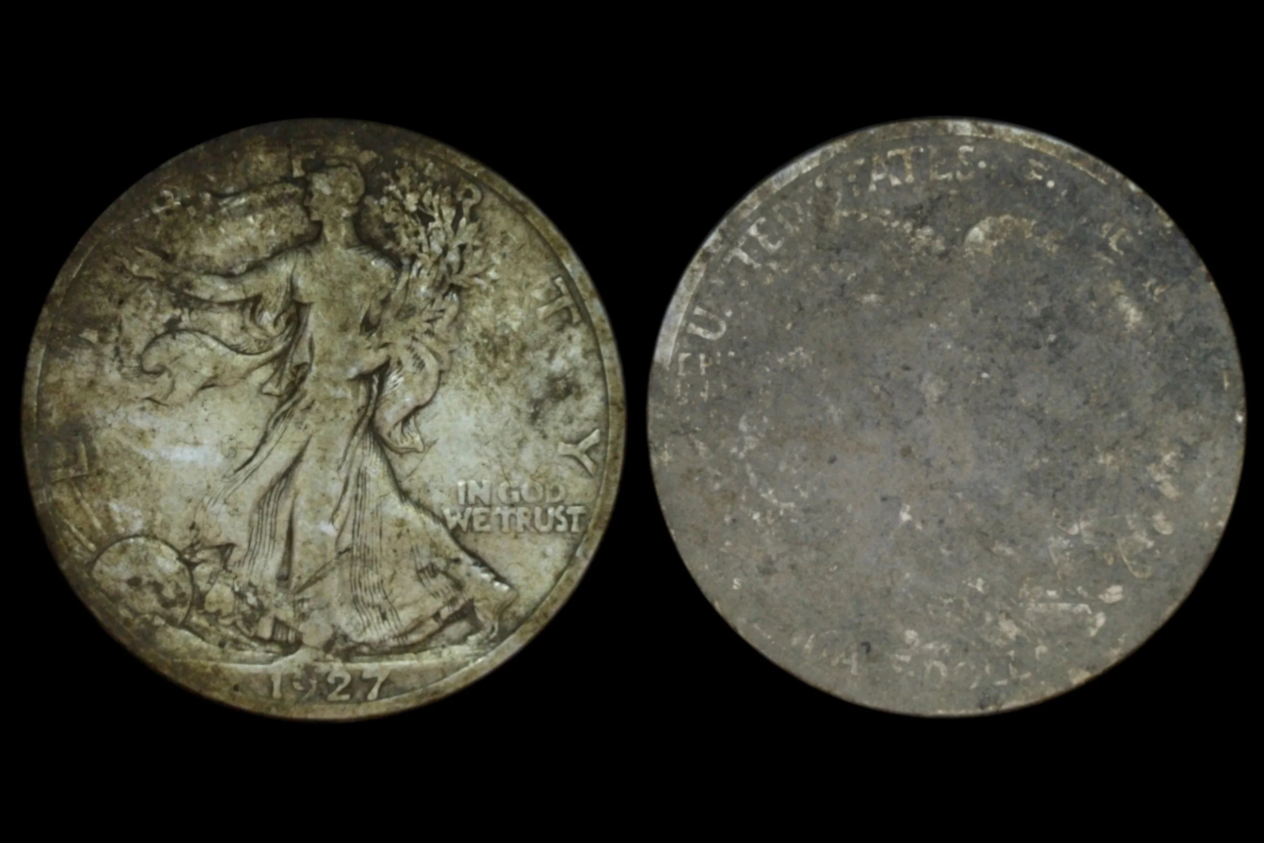 1927-S Walking Liberty Half Dollar Before Restoration