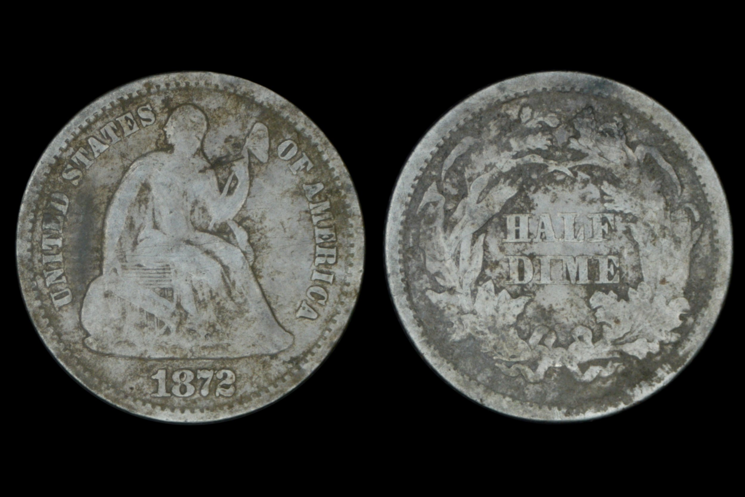 1872 Seated Liberty Half Dime Before Restoration