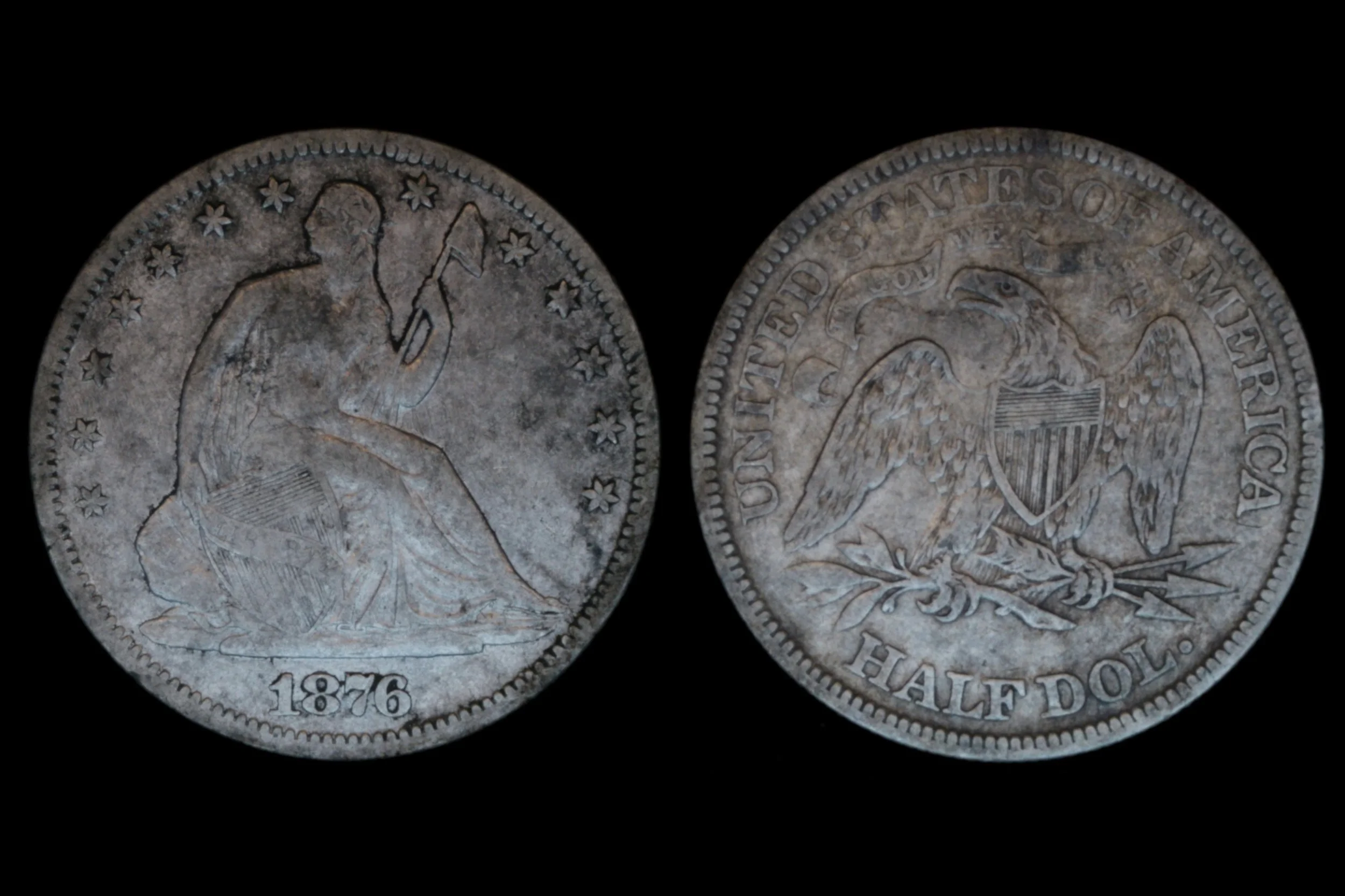 1876 Seated Liberty Half Dollar Before Restoration