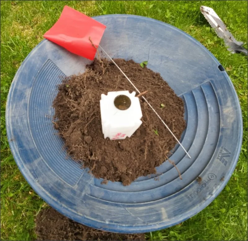 Documenting a metal detecting find at a customer site.