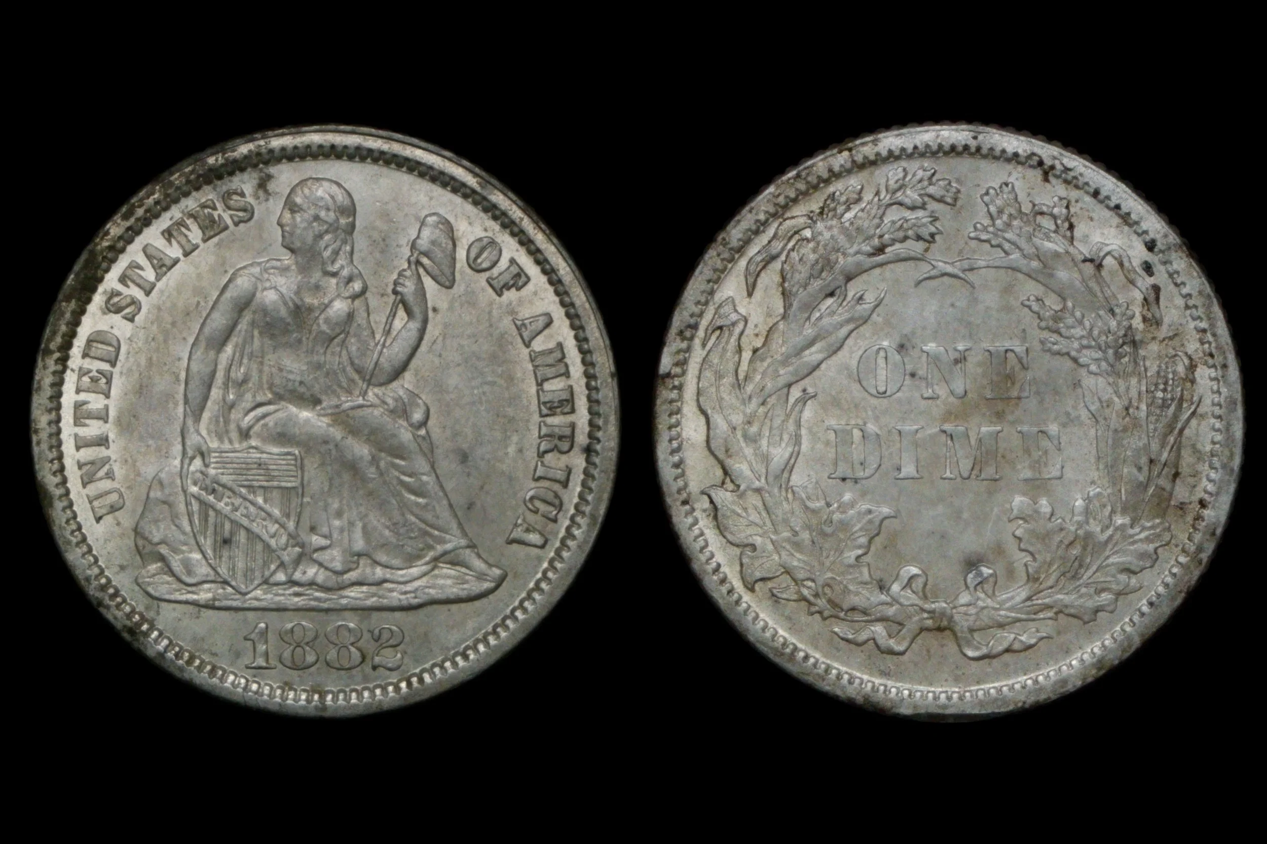 1882 Seated Liberty Dime After Restoration