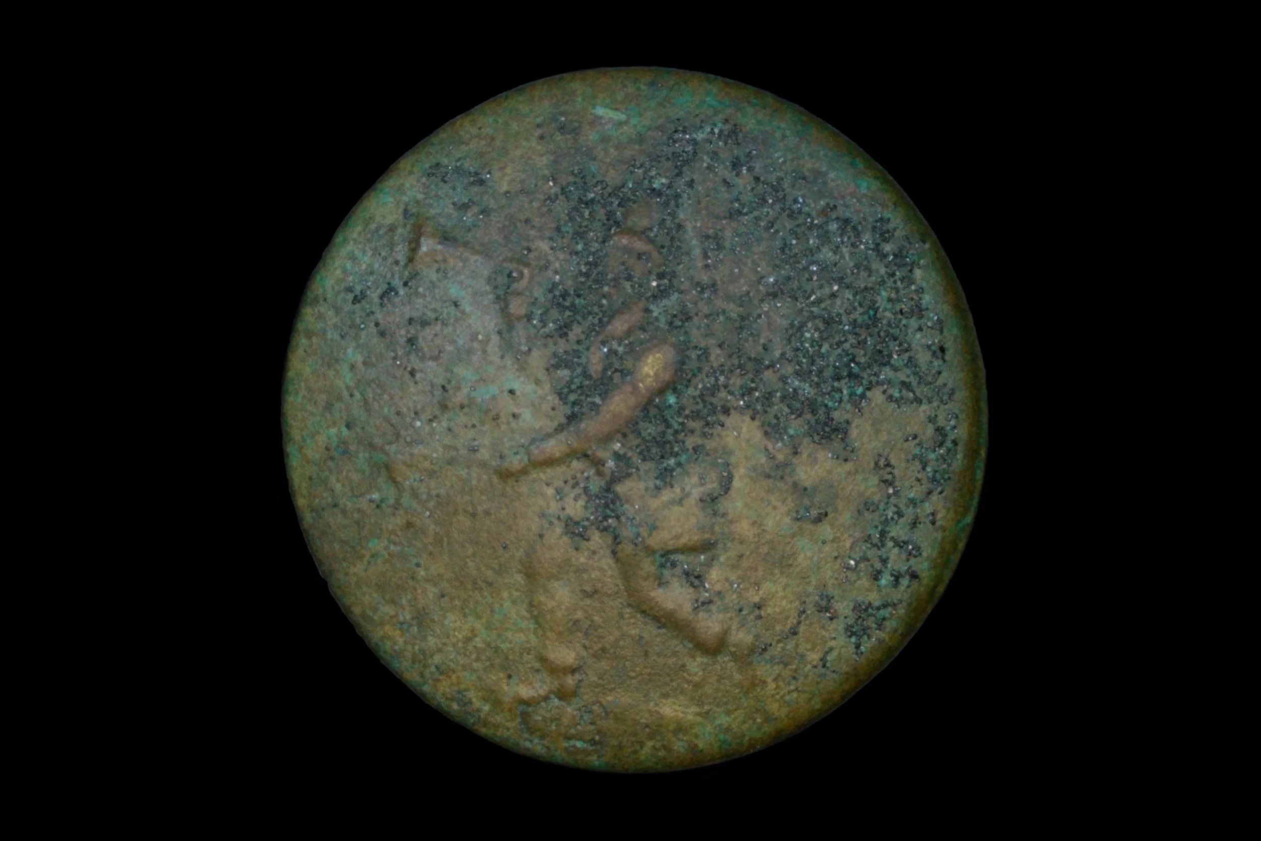 1700's Tombac Fire Button Before Corrosion Removal