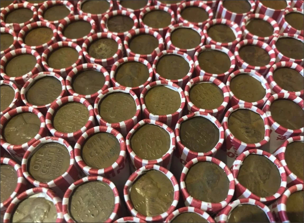 rolls of circulated lincoln wheat cents