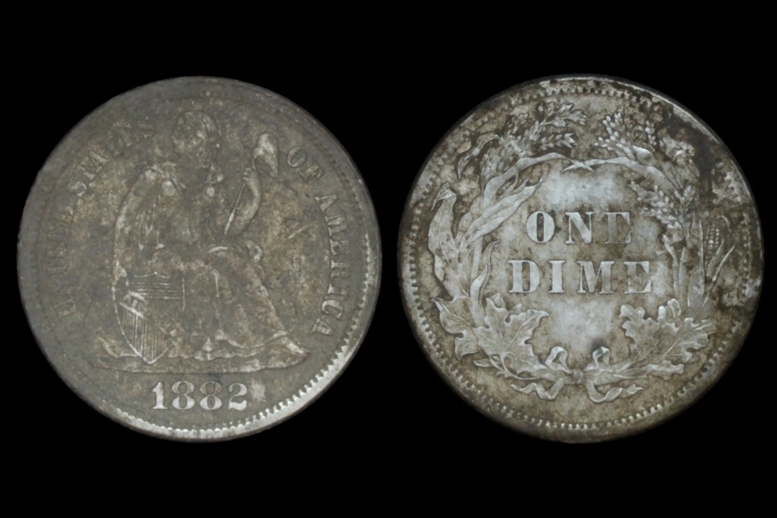 1882 Seated Liberty Dime Before Restoration