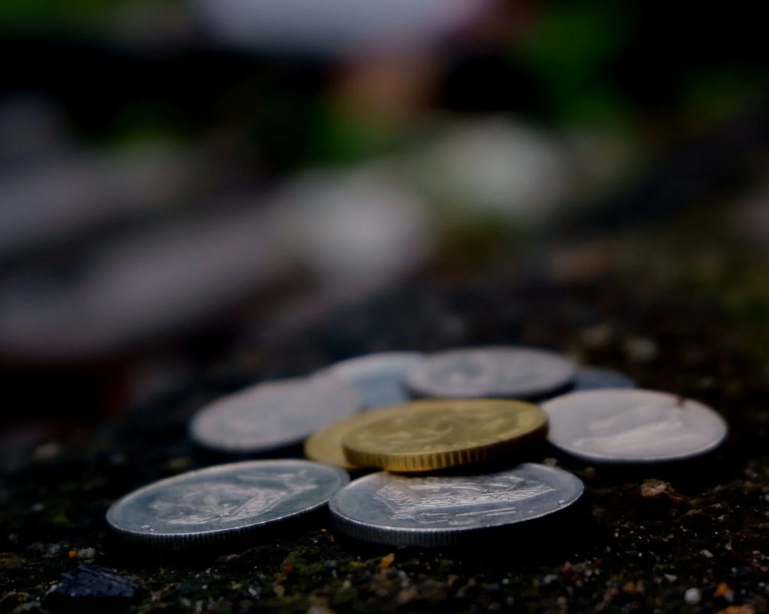 coins laying on the ground