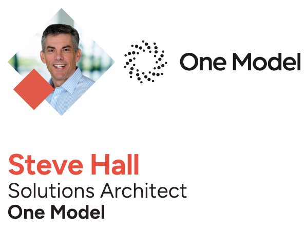 Business card with photo of man, logo of One Model, and name Steve Hall, Solutions Architect.