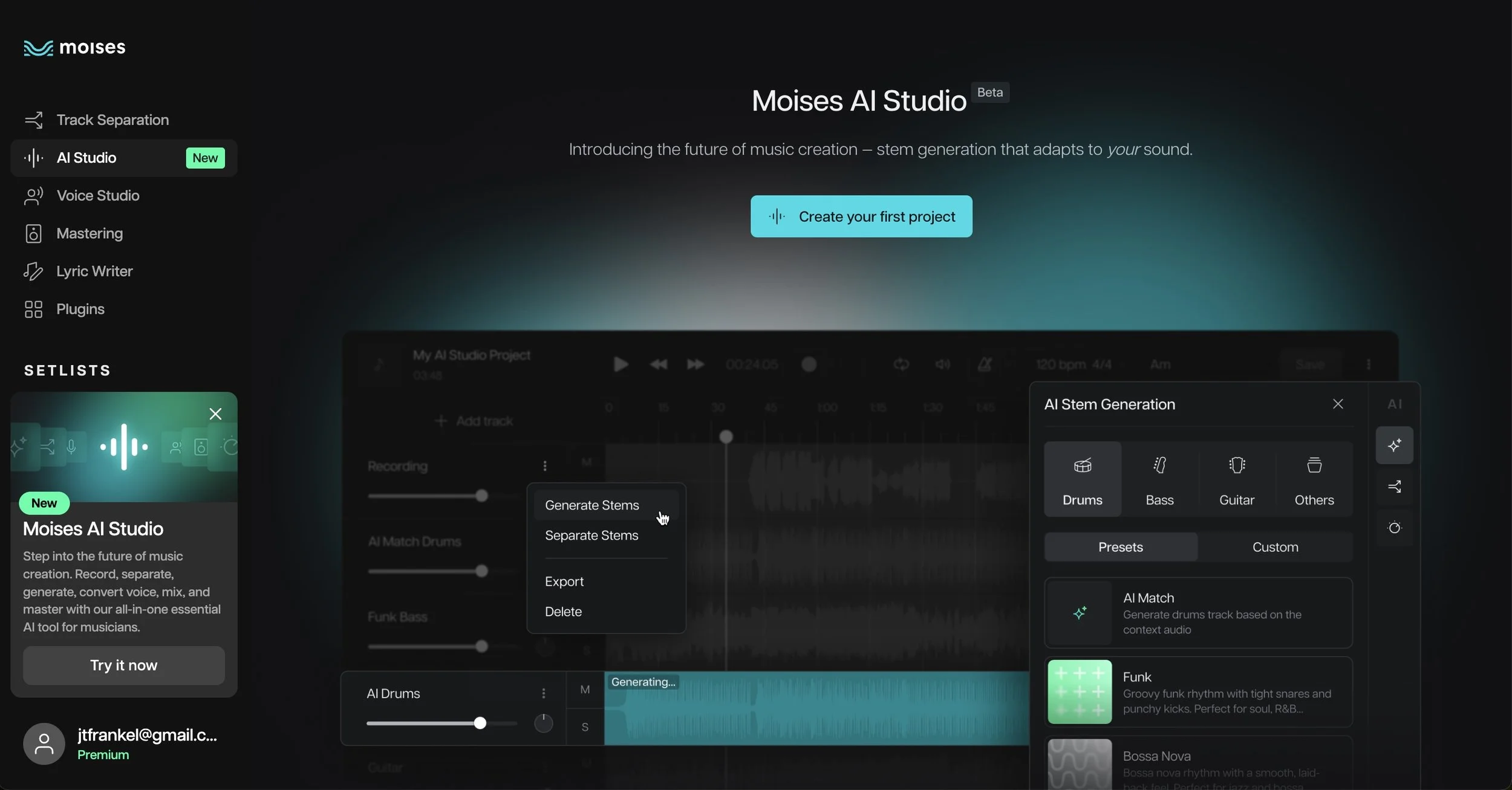 Moises Introduces AI Studio. It’s Awesome.