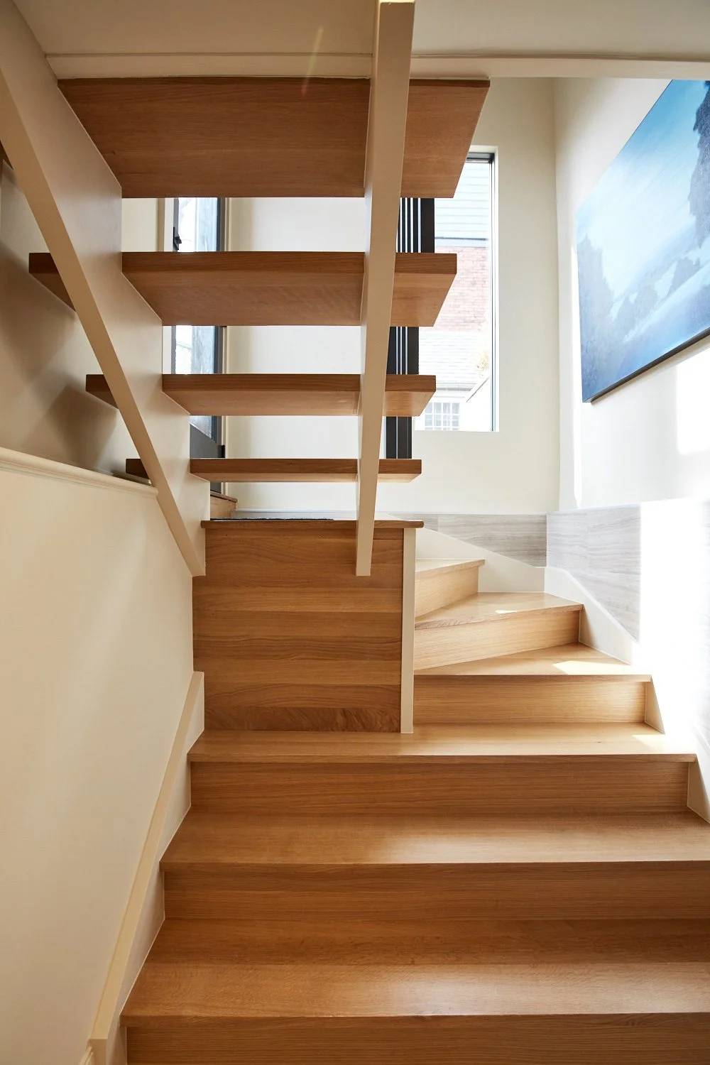 Custom white oak staircase