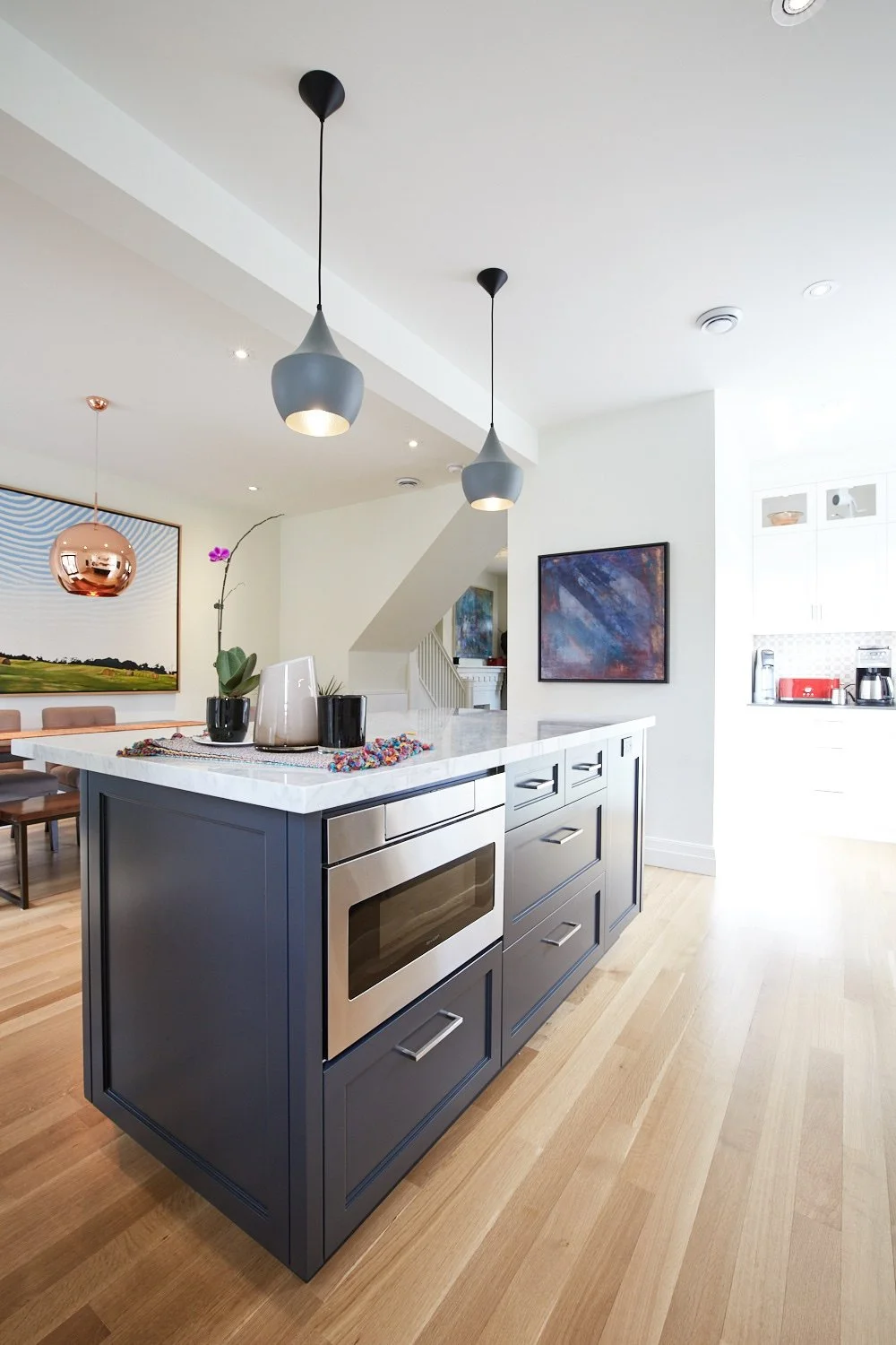 Custom kitchen island with Panasonic microwave