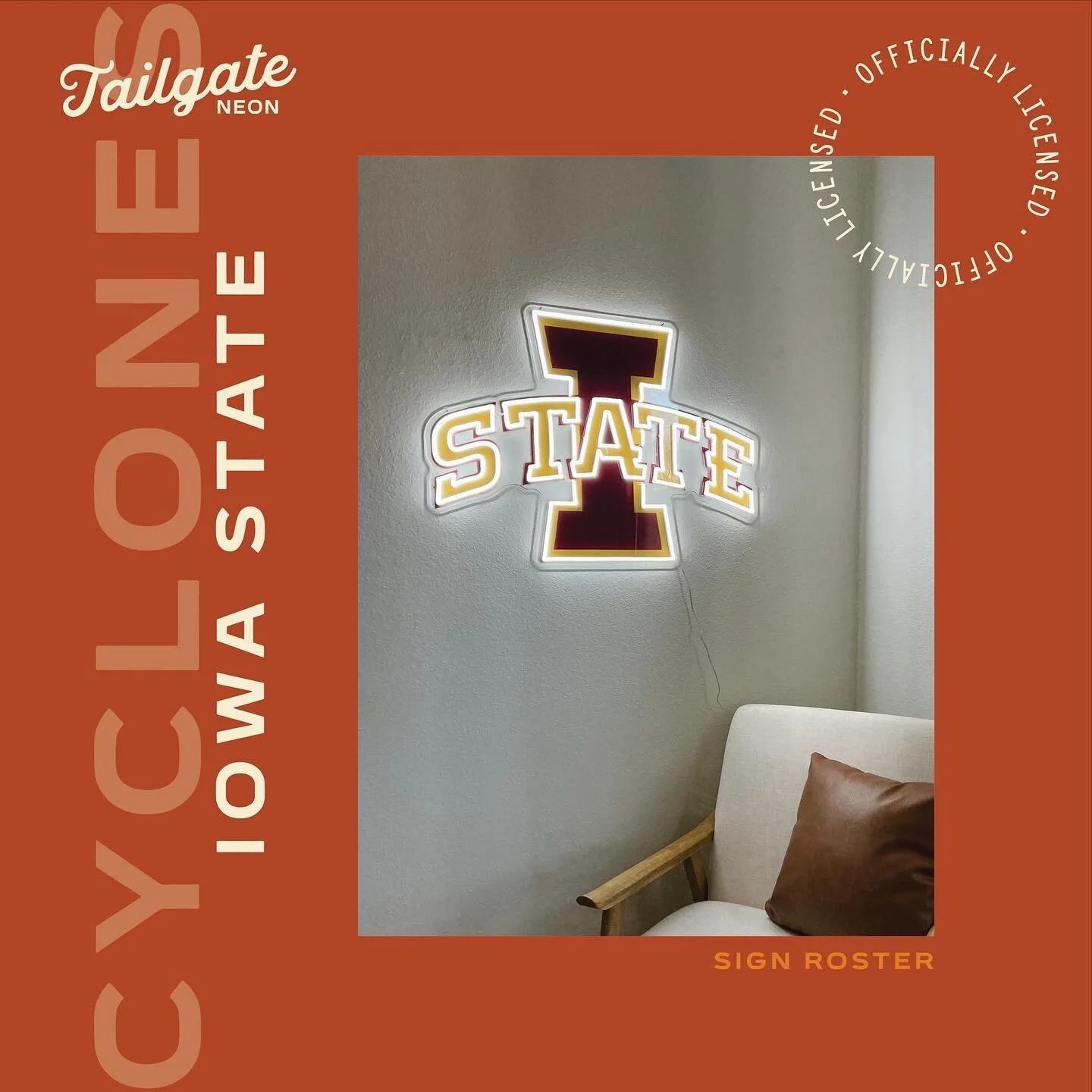 the first university added to the Tailgate Neon roster is @iowastateu 🌪️it was only right to launch with our alma mater and we couldn&rsquo;t be more excited to offer officially licensed Iowa State LED signs! more schools will be available very soon