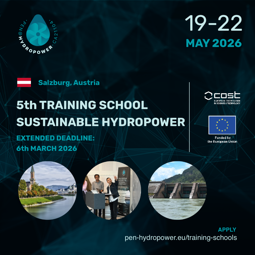 Extended Deadline: 4th Training School (TS4) on Sustainable Hydropower