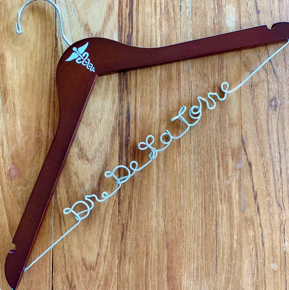 Personalized hangers are the perfect gift for medical school grads &  doctors to hang a white coat — HANDCRAFTED AFFAIRS