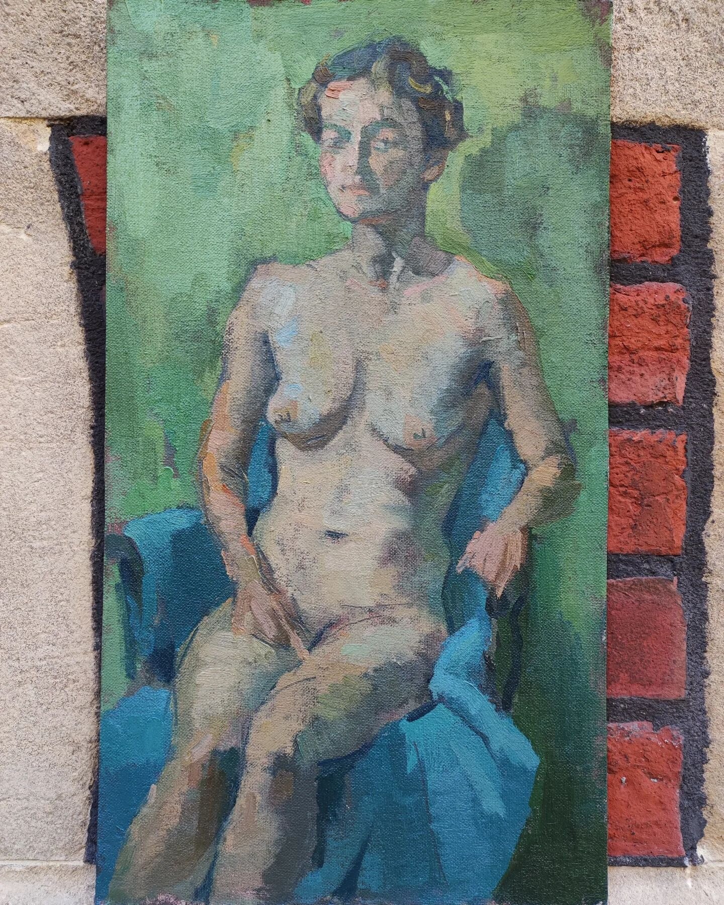 Long thin one of Kelly
Oil on heavy cotton duck on board
About 10 x 18 inches

Still in my Prussian blue phase.
@kelly_lifemodel during a memorable day's painting a few weeks ago with @chertseyartists in Sunbury. 

@nerissadeeks did a good one.
...
#