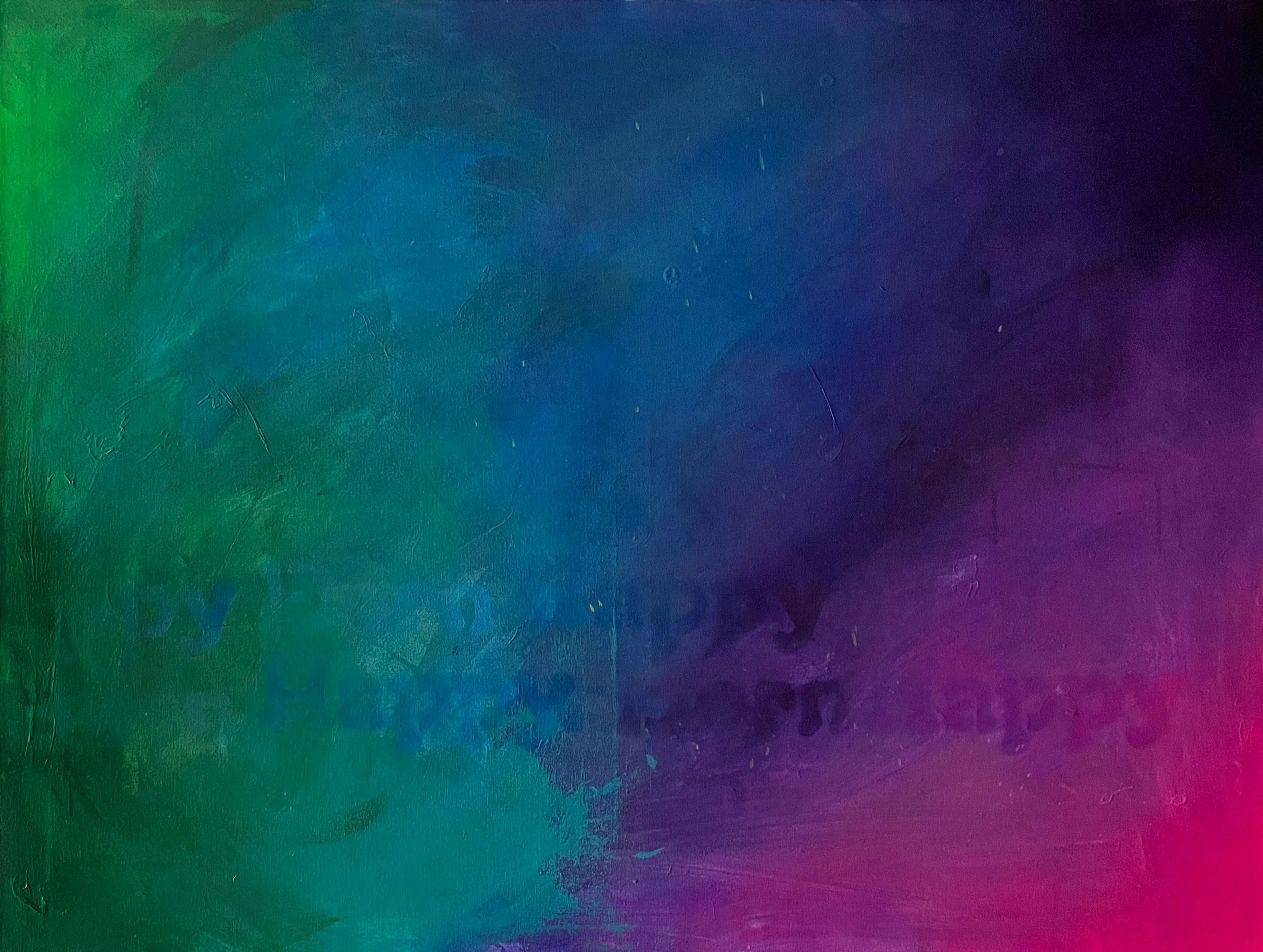 Gradient background with shades of green, blue, purple, and pink blending smoothly.
