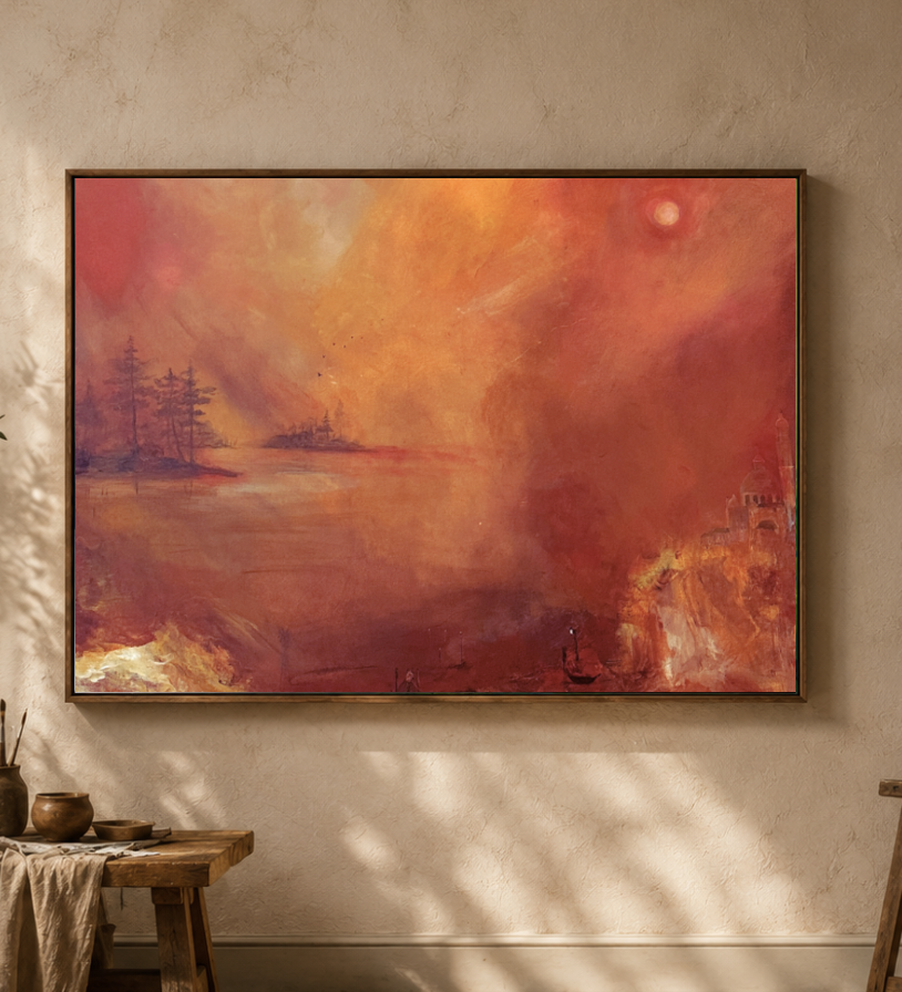 Meditation on Beginning Again | Original Canvas  Art | Size 30"W×40"H