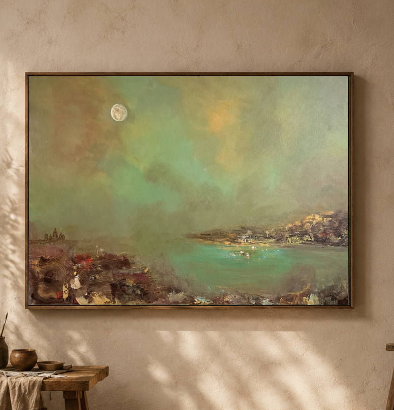 Where My Roots Still Breathe — Original Acrylic Coastal Painting | Size 30"W×40"H